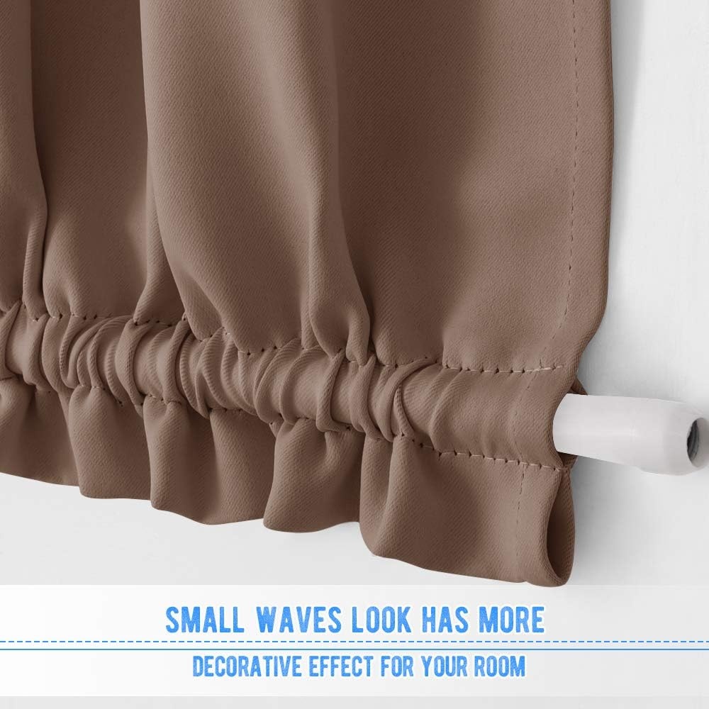 image:imageNICETOWN Stone Blue Blackout Door Curtains with Tieback for French WindowCappuccino