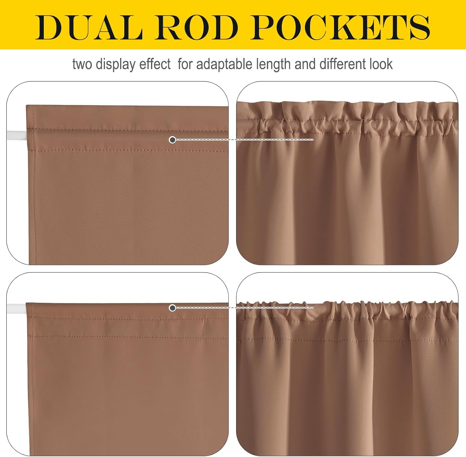 image:imageNICETOWN Stone Blue Blackout Door Curtains with Tieback for French WindowCappuccino