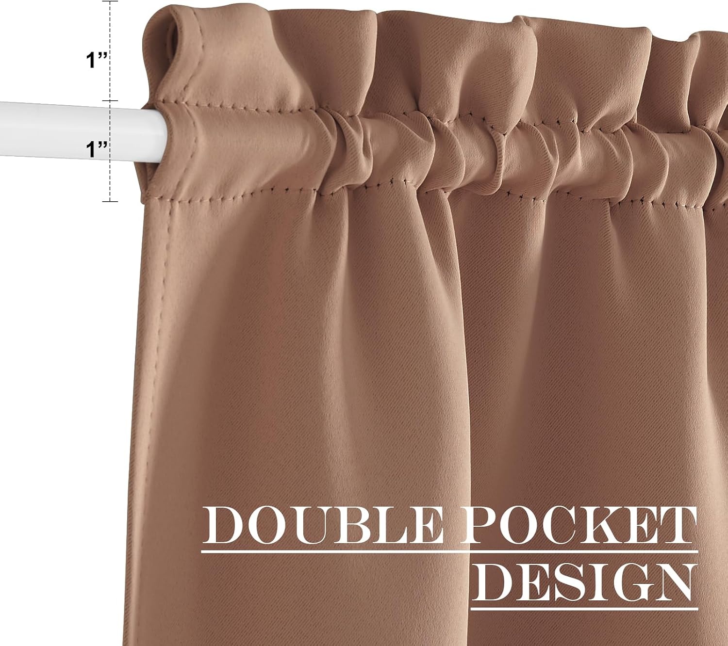 image:imageNICETOWN Stone Blue Blackout Door Curtains with Tieback for French WindowCappuccino