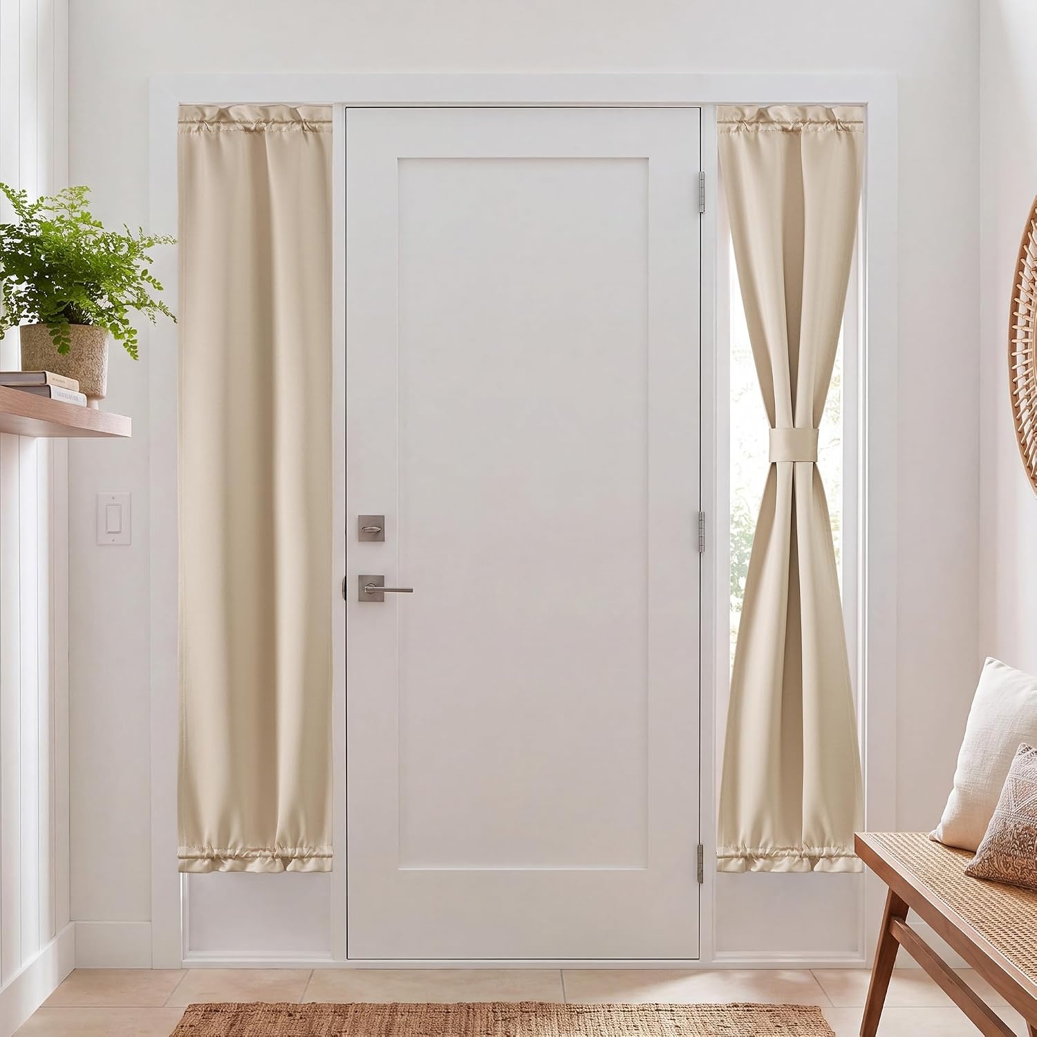 image:imageNICETOWN Stone Blue Blackout Door Curtains with Tieback for French WindowChampagne