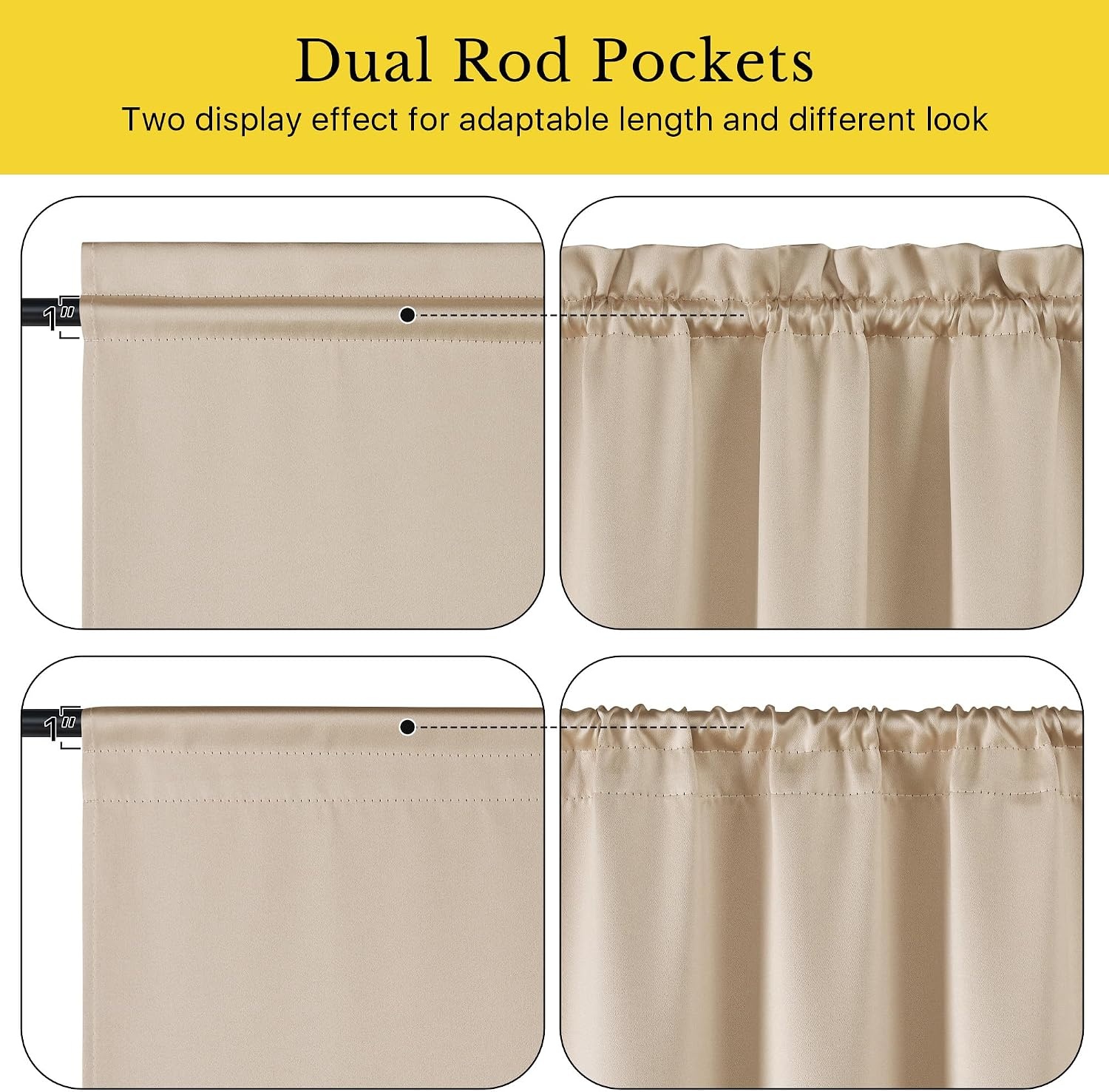 image:imageNICETOWN Stone Blue Blackout Door Curtains with Tieback for French WindowChampagne