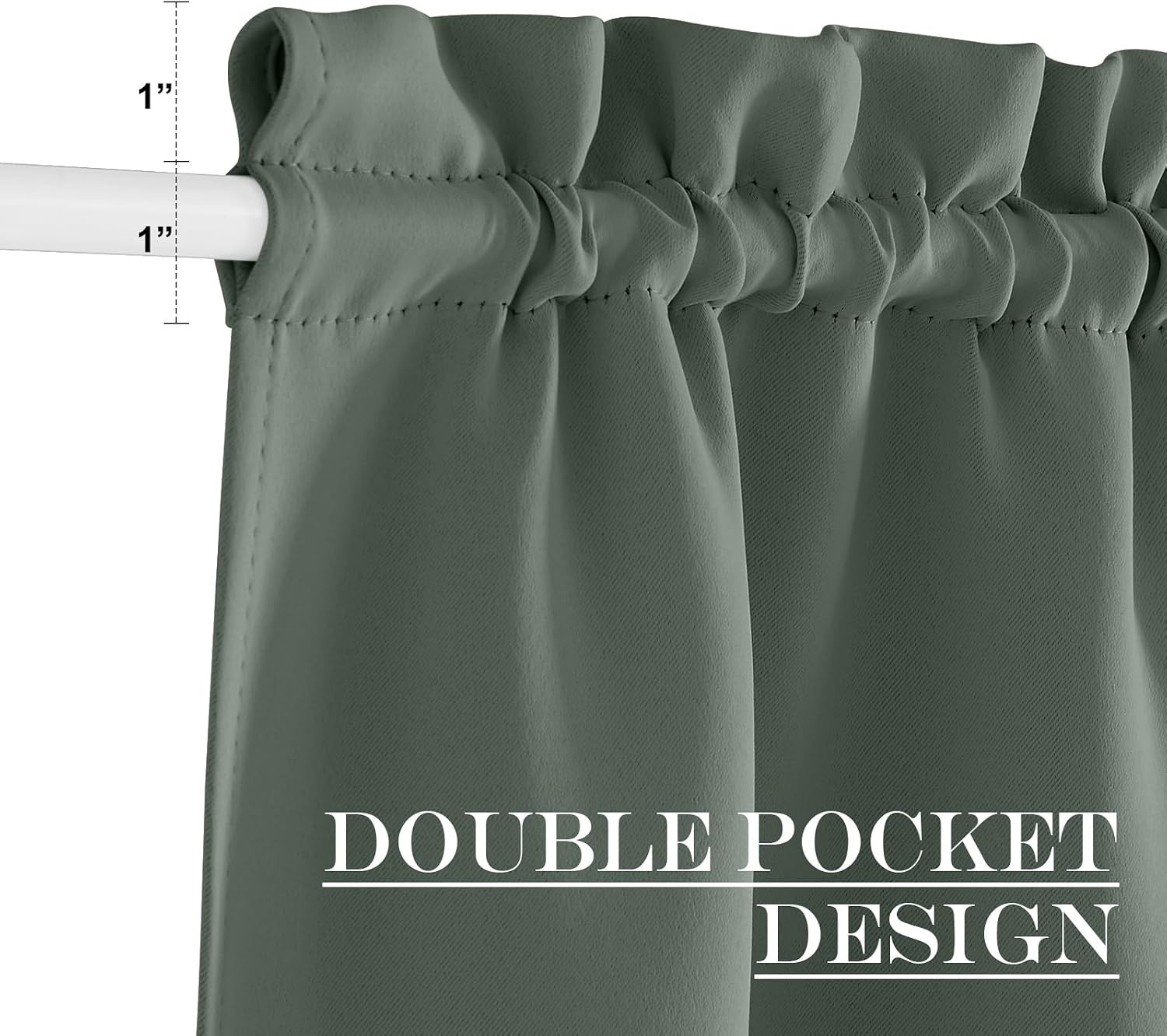 image:imageNICETOWN Stone Blue Blackout Door Curtains with Tieback for French WindowDark Mallard