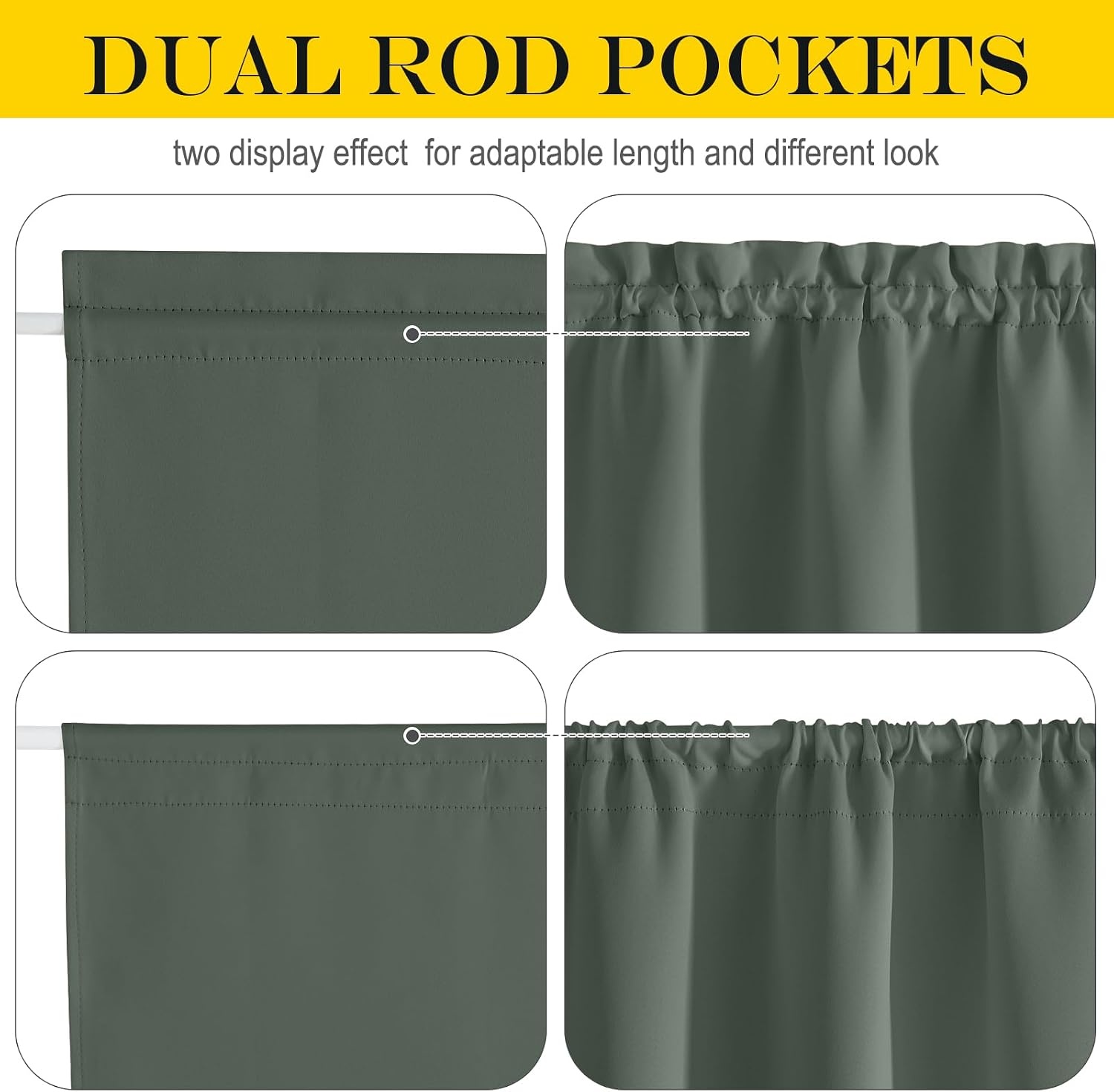 image:imageNICETOWN Stone Blue Blackout Door Curtains with Tieback for French WindowDark Mallard