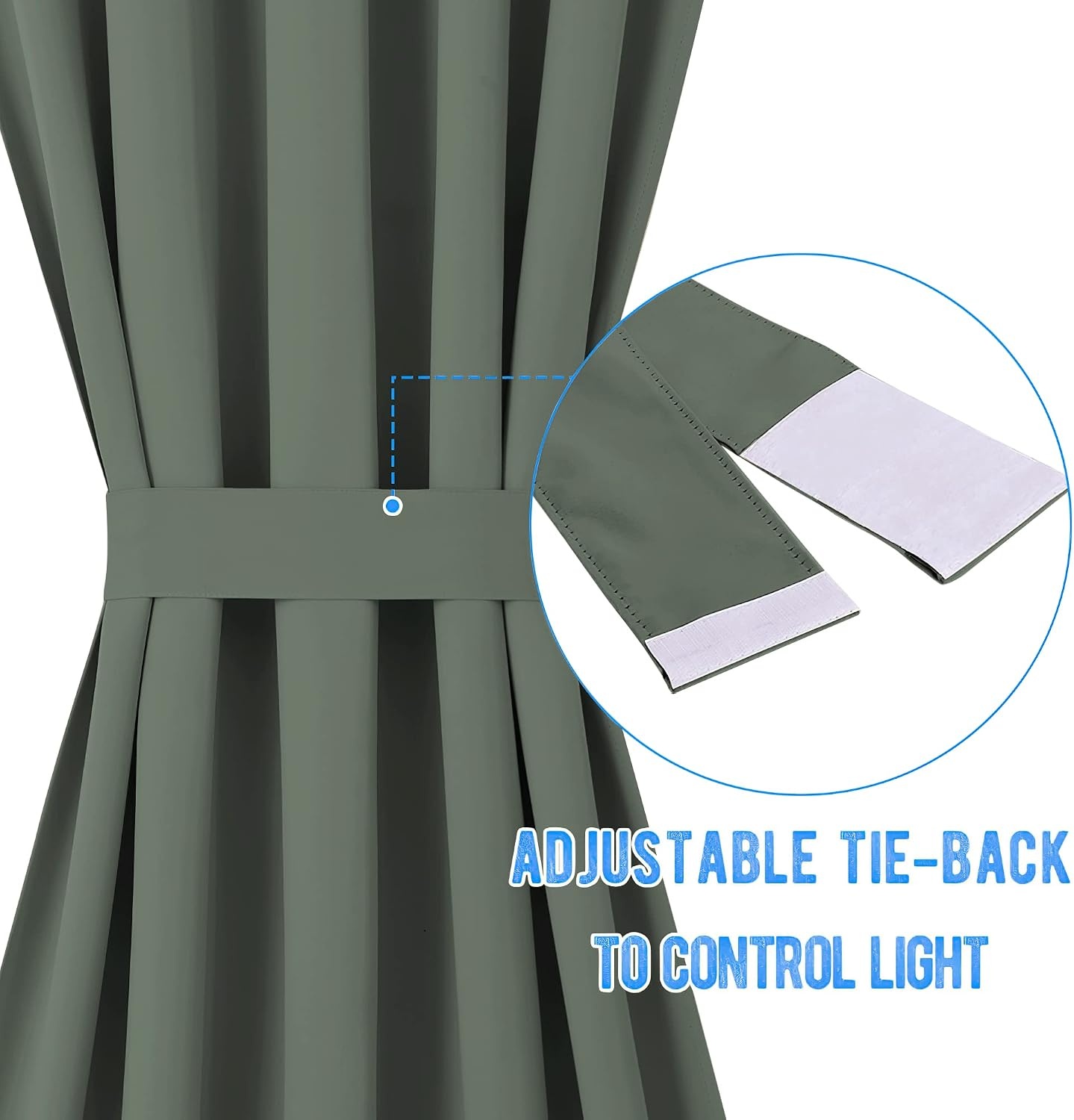 image:imageNICETOWN Stone Blue Blackout Door Curtains with Tieback for French WindowDark Mallard