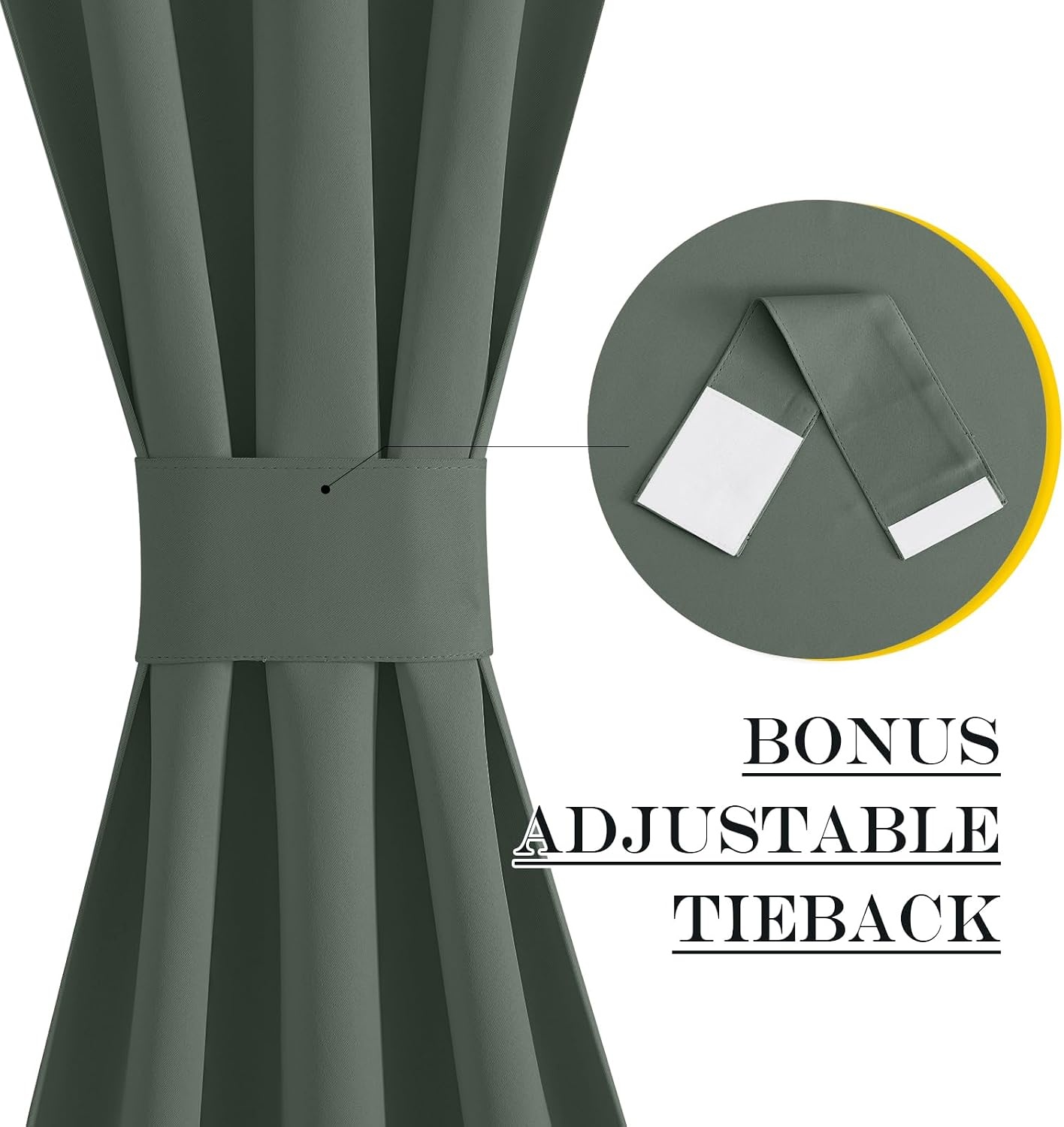 image:imageNICETOWN Stone Blue Blackout Door Curtains with Tieback for French WindowDark Mallard