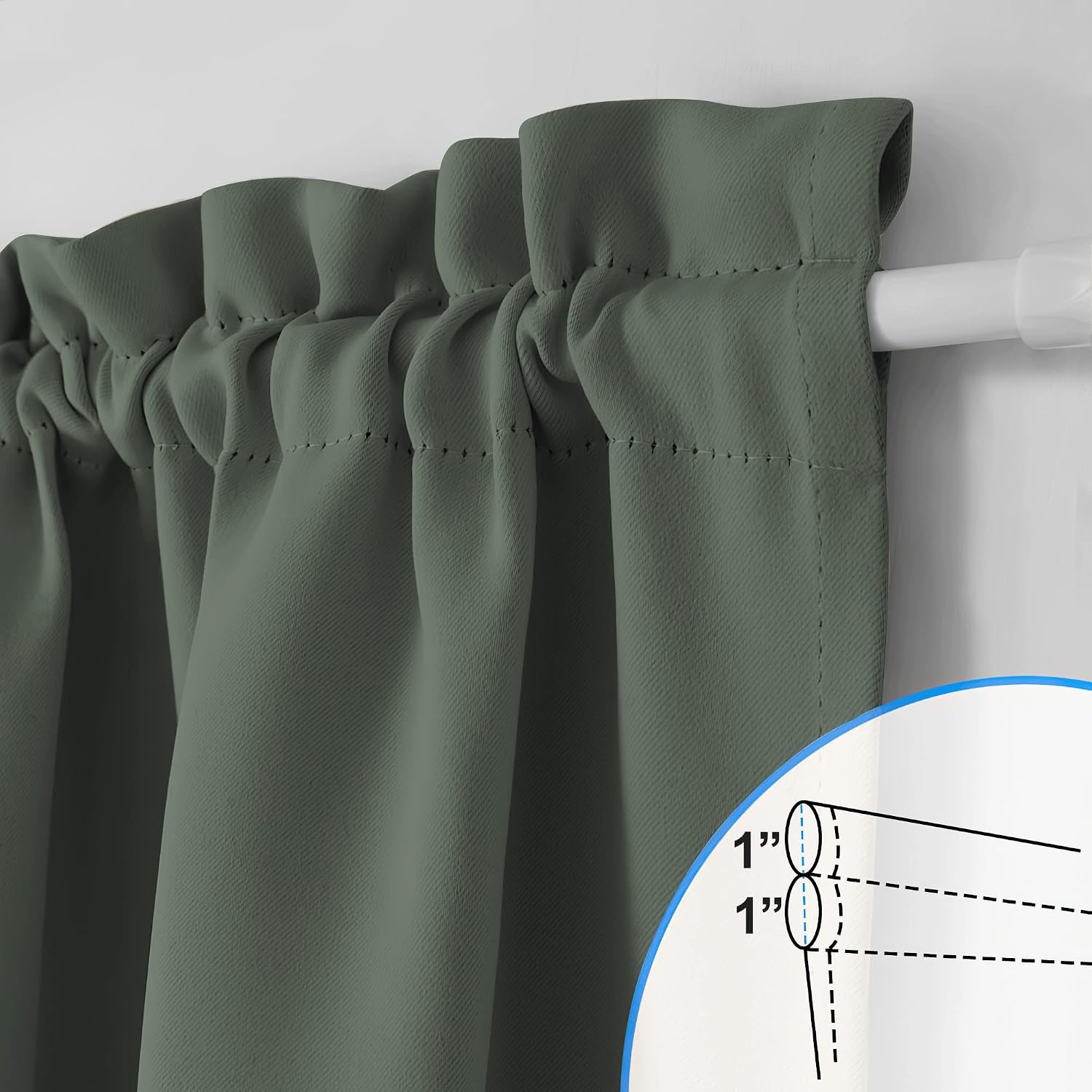 image:imageNICETOWN Stone Blue Blackout Door Curtains with Tieback for French WindowDark Mallard