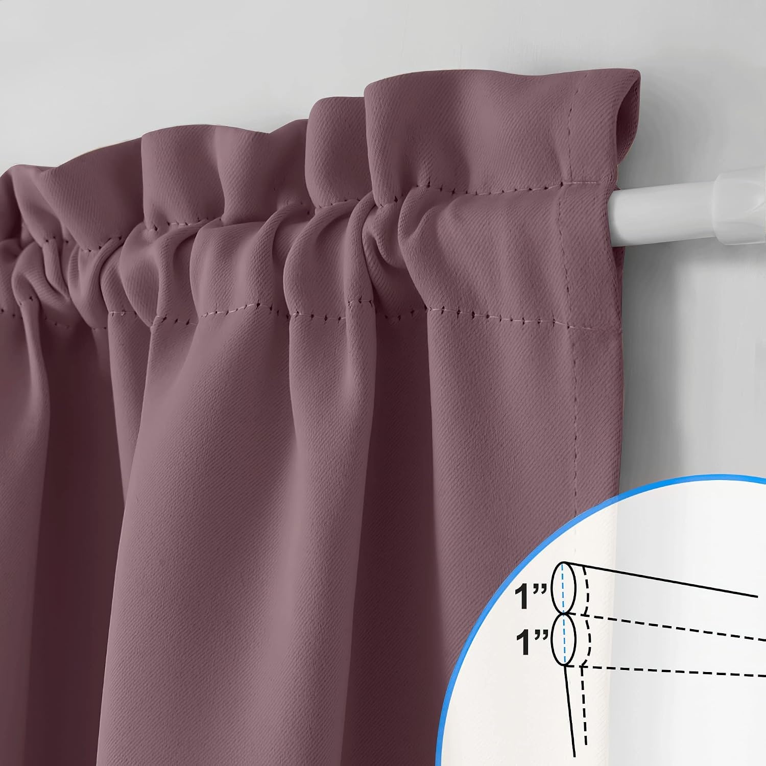 image:imageNICETOWN Stone Blue Blackout Door Curtains with Tieback for French WindowDry Rose
