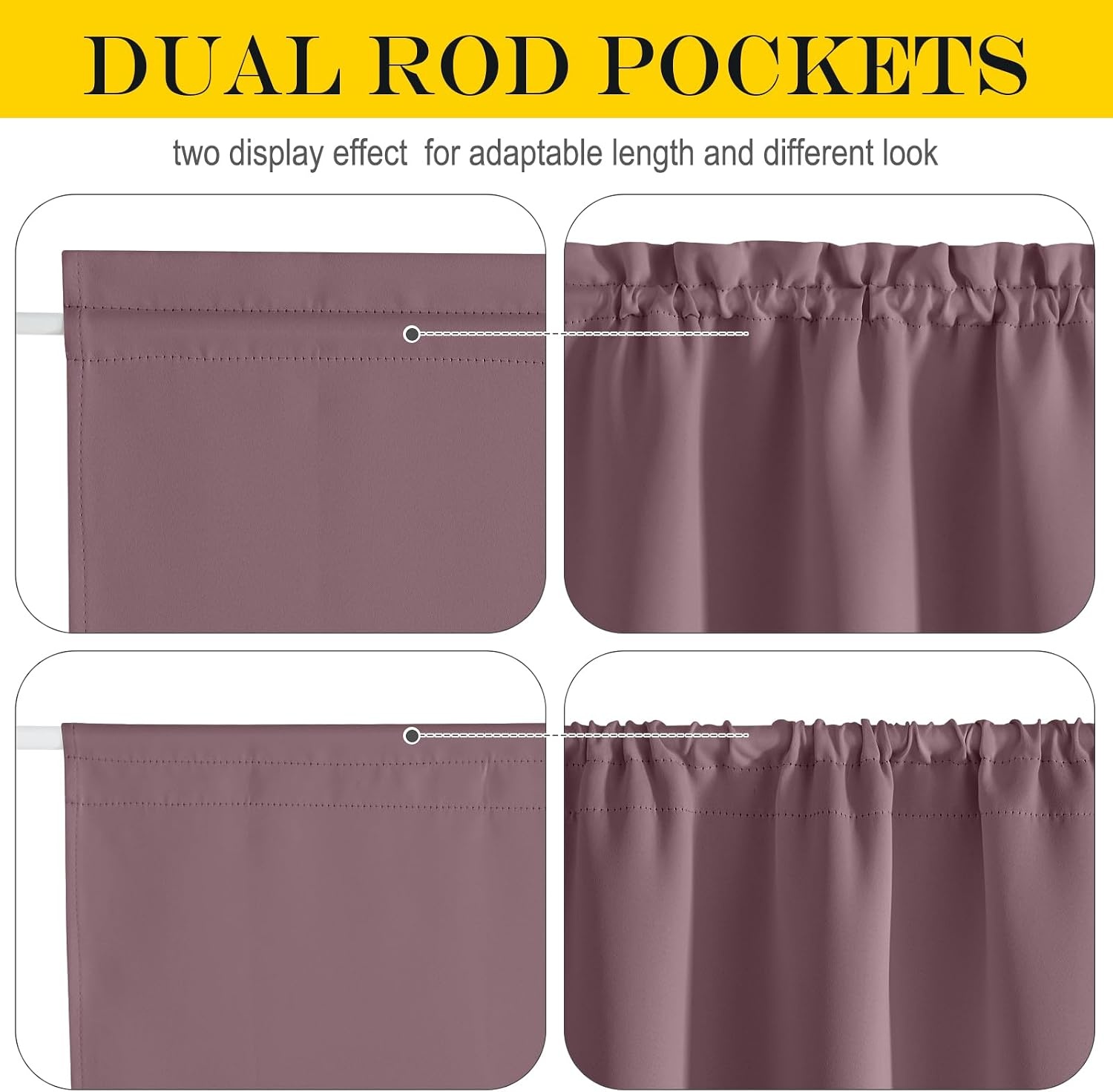 image:imageNICETOWN Stone Blue Blackout Door Curtains with Tieback for French WindowDry Rose