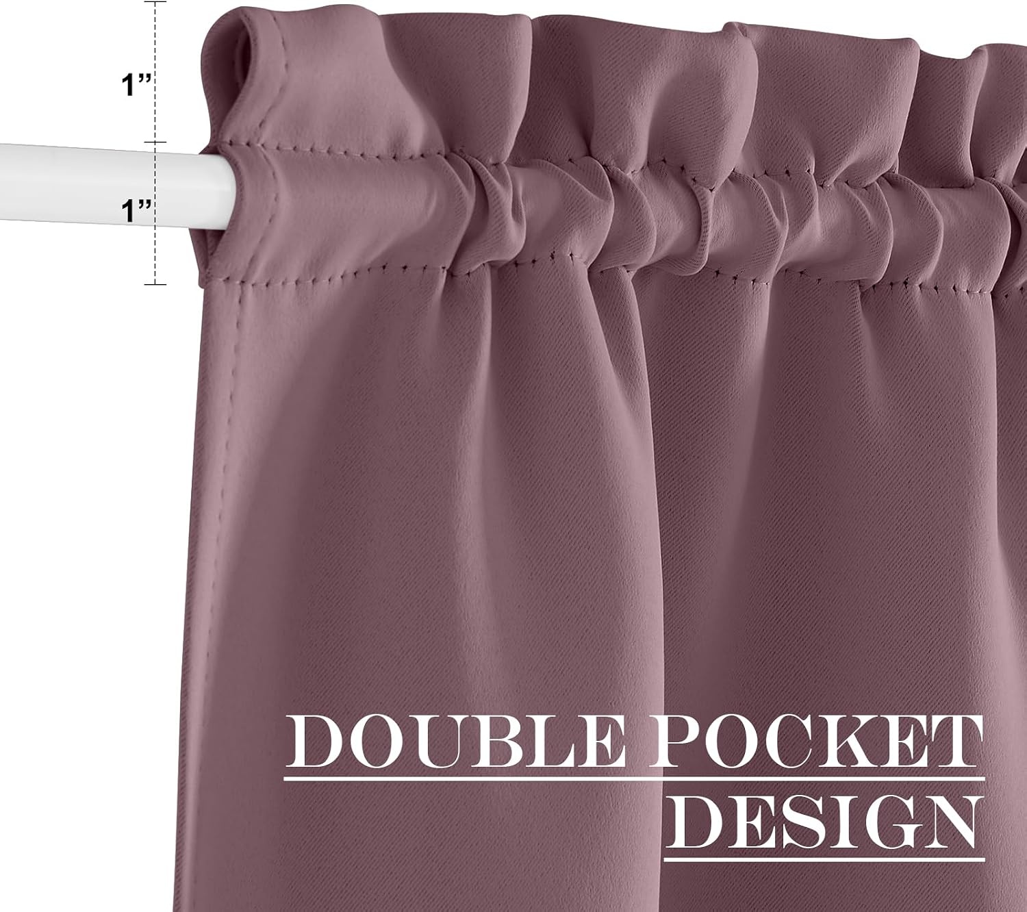 image:imageNICETOWN Stone Blue Blackout Door Curtains with Tieback for French WindowDry Rose