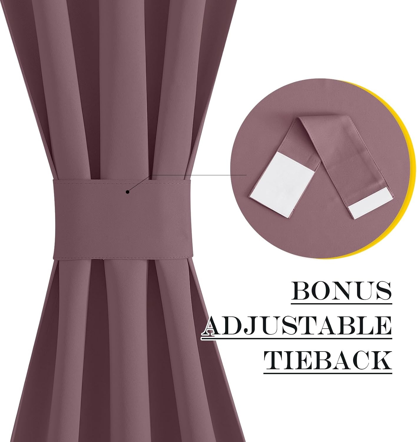 image:imageNICETOWN Stone Blue Blackout Door Curtains with Tieback for French WindowDry Rose