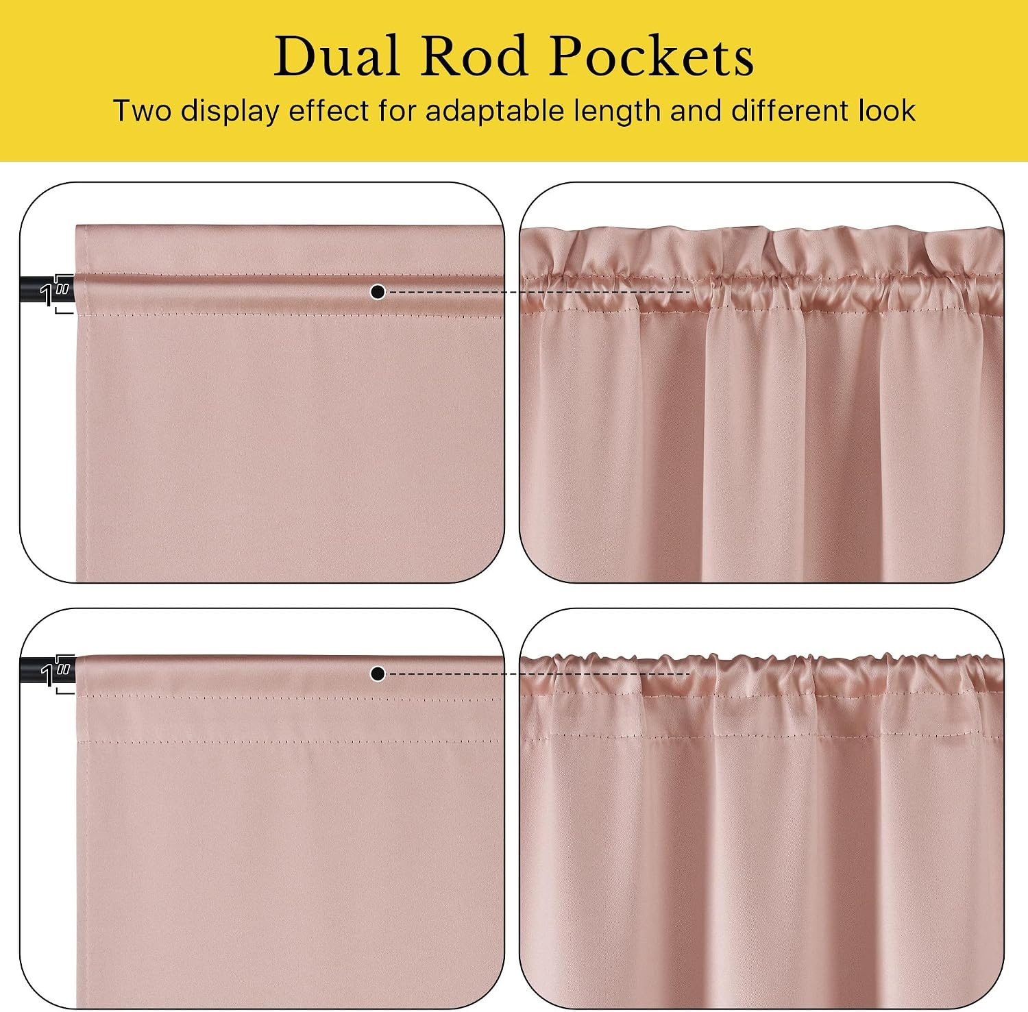 image:imageNICETOWN Stone Blue Blackout Door Curtains with Tieback for French WindowDusty Pink