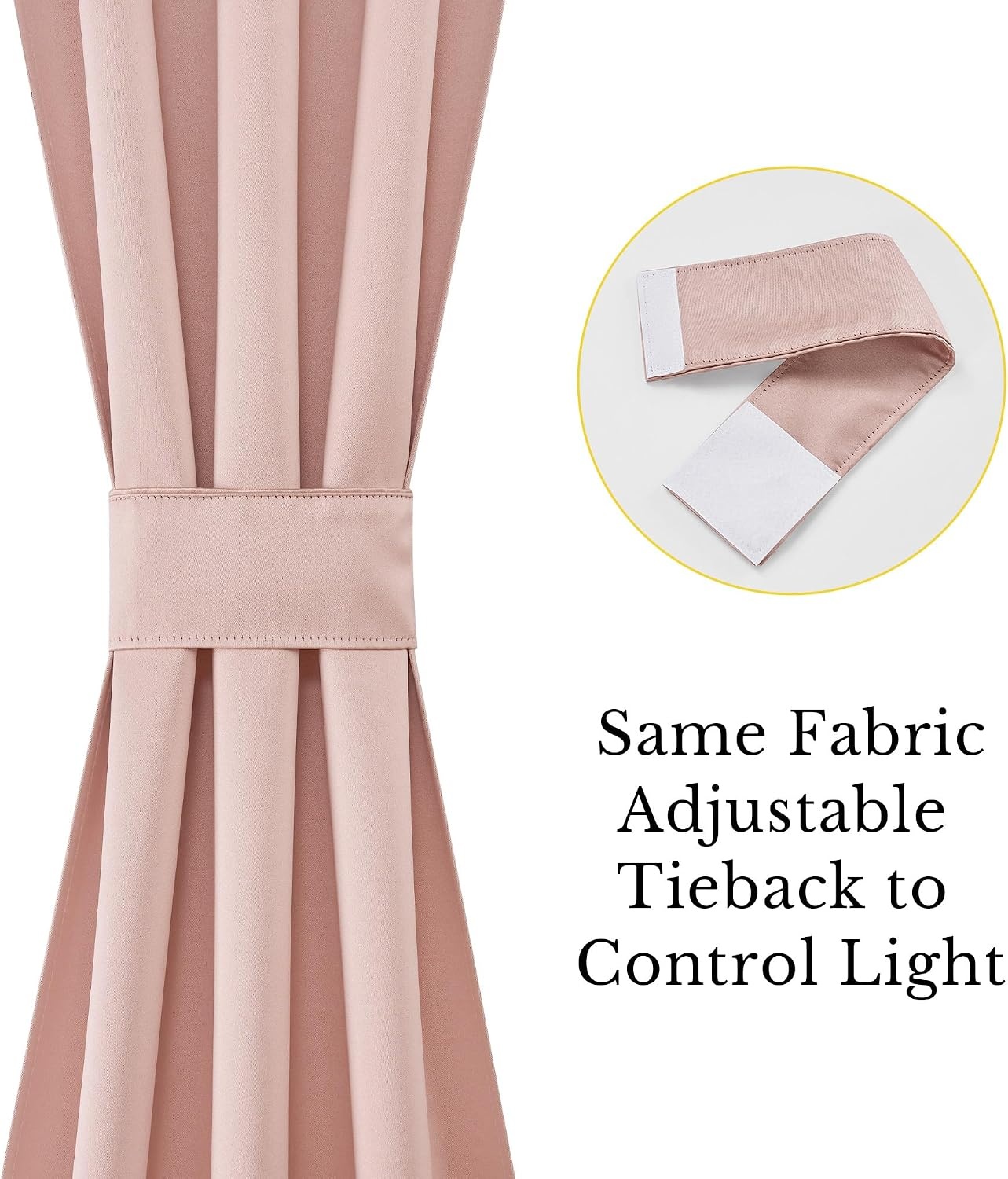 image:imageNICETOWN Stone Blue Blackout Door Curtains with Tieback for French WindowDusty Pink