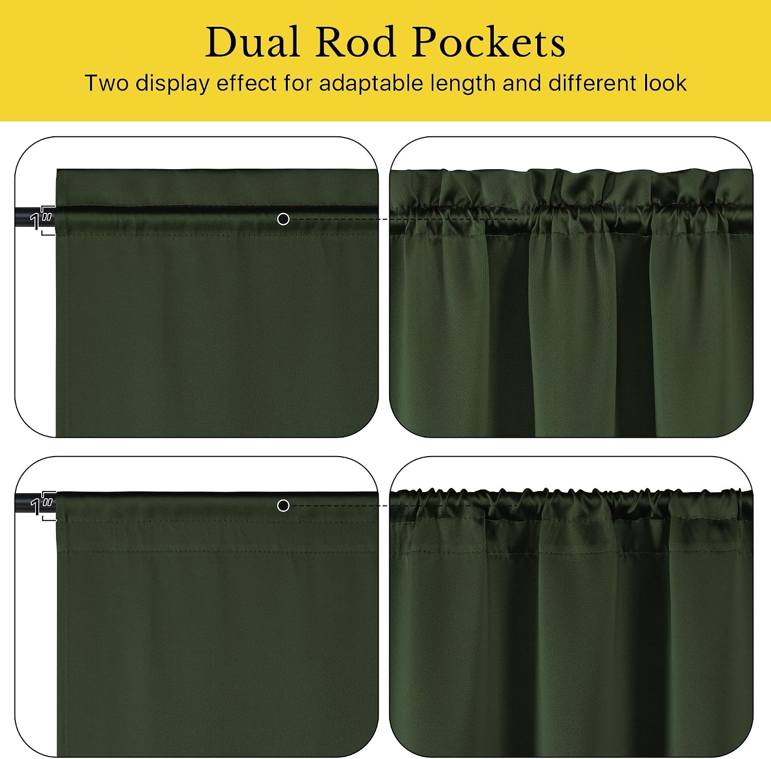 image:imageNICETOWN Stone Blue Blackout Door Curtains with Tieback for French WindowEmerald Green