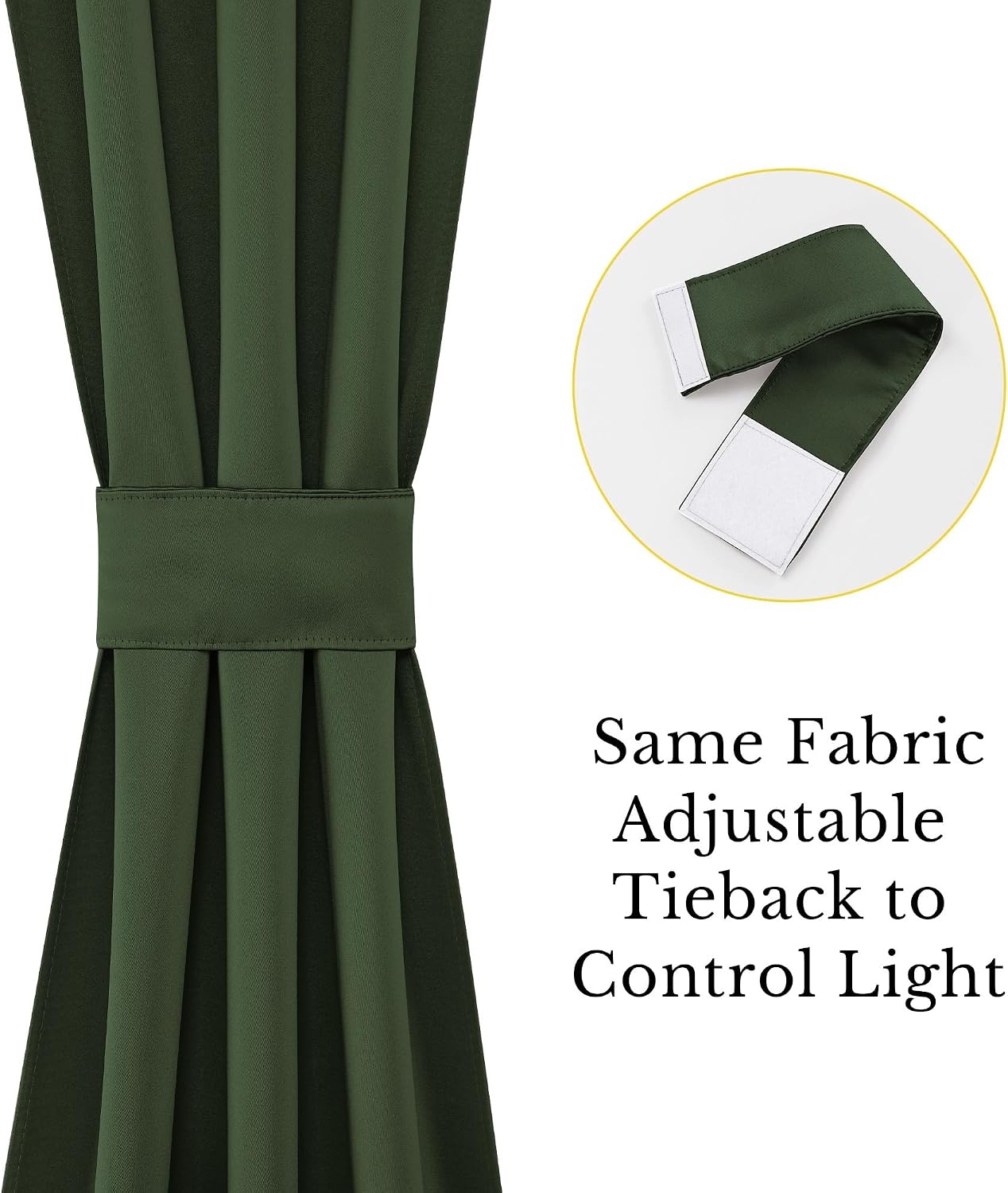 image:imageNICETOWN Stone Blue Blackout Door Curtains with Tieback for French WindowEmerald Green