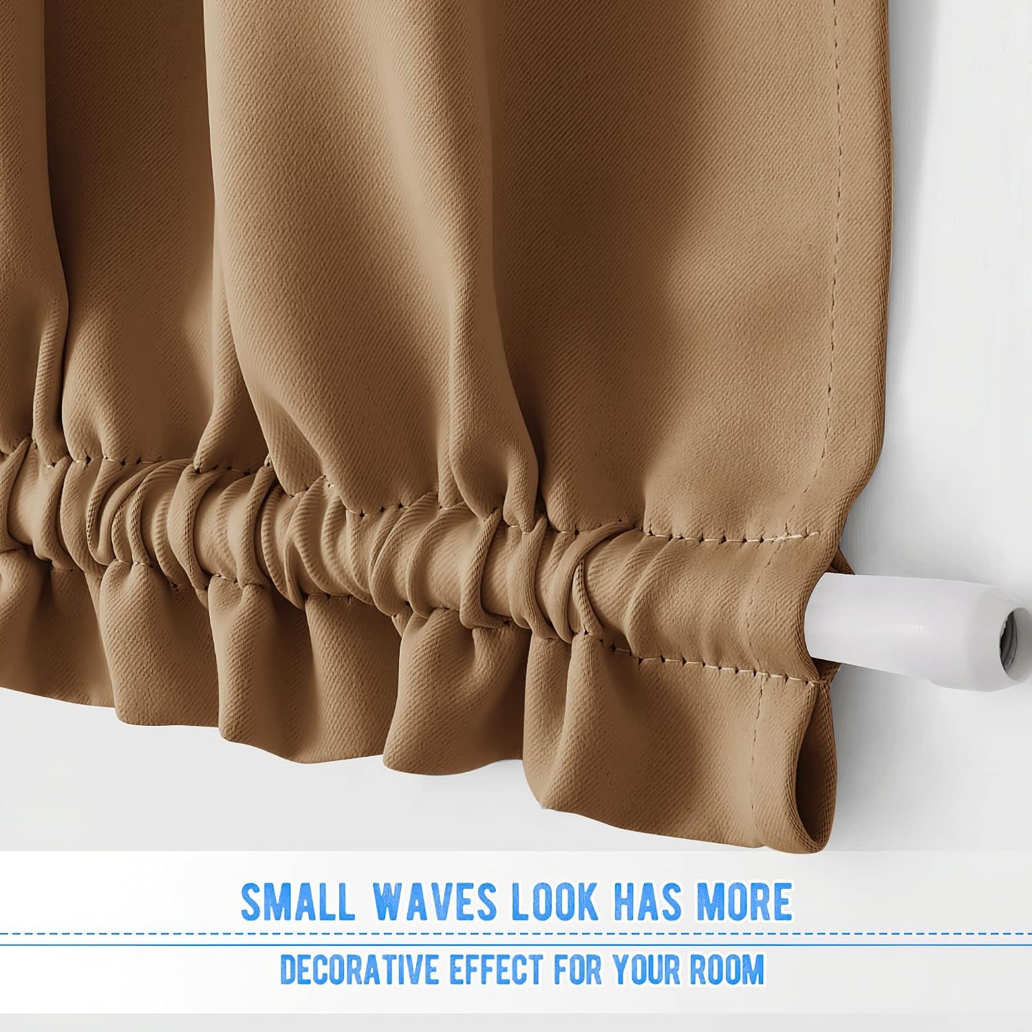 image:imageNICETOWN Stone Blue Blackout Door Curtains with Tieback for French WindowGold Brown