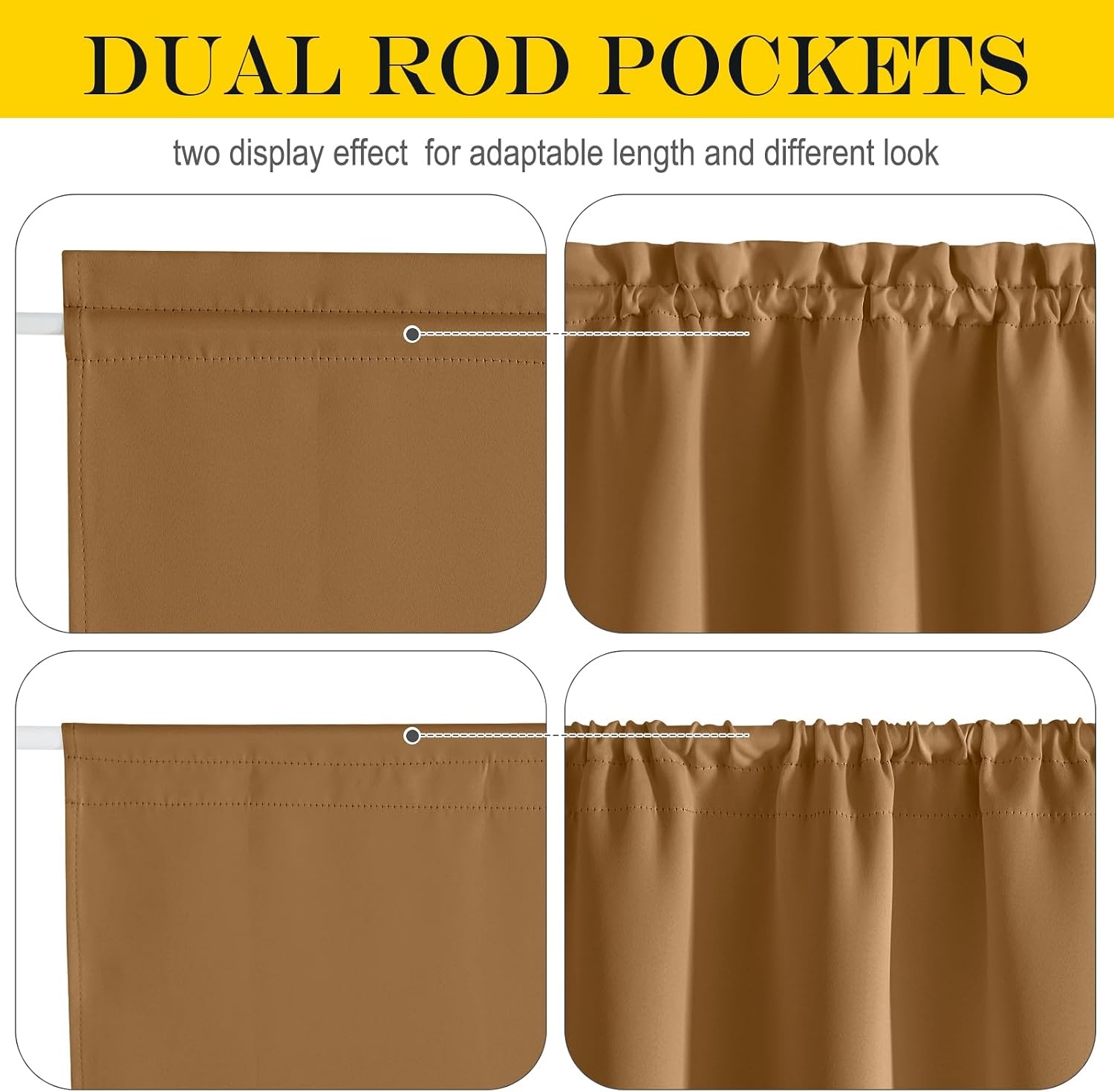 image:imageNICETOWN Stone Blue Blackout Door Curtains with Tieback for French WindowGold Brown