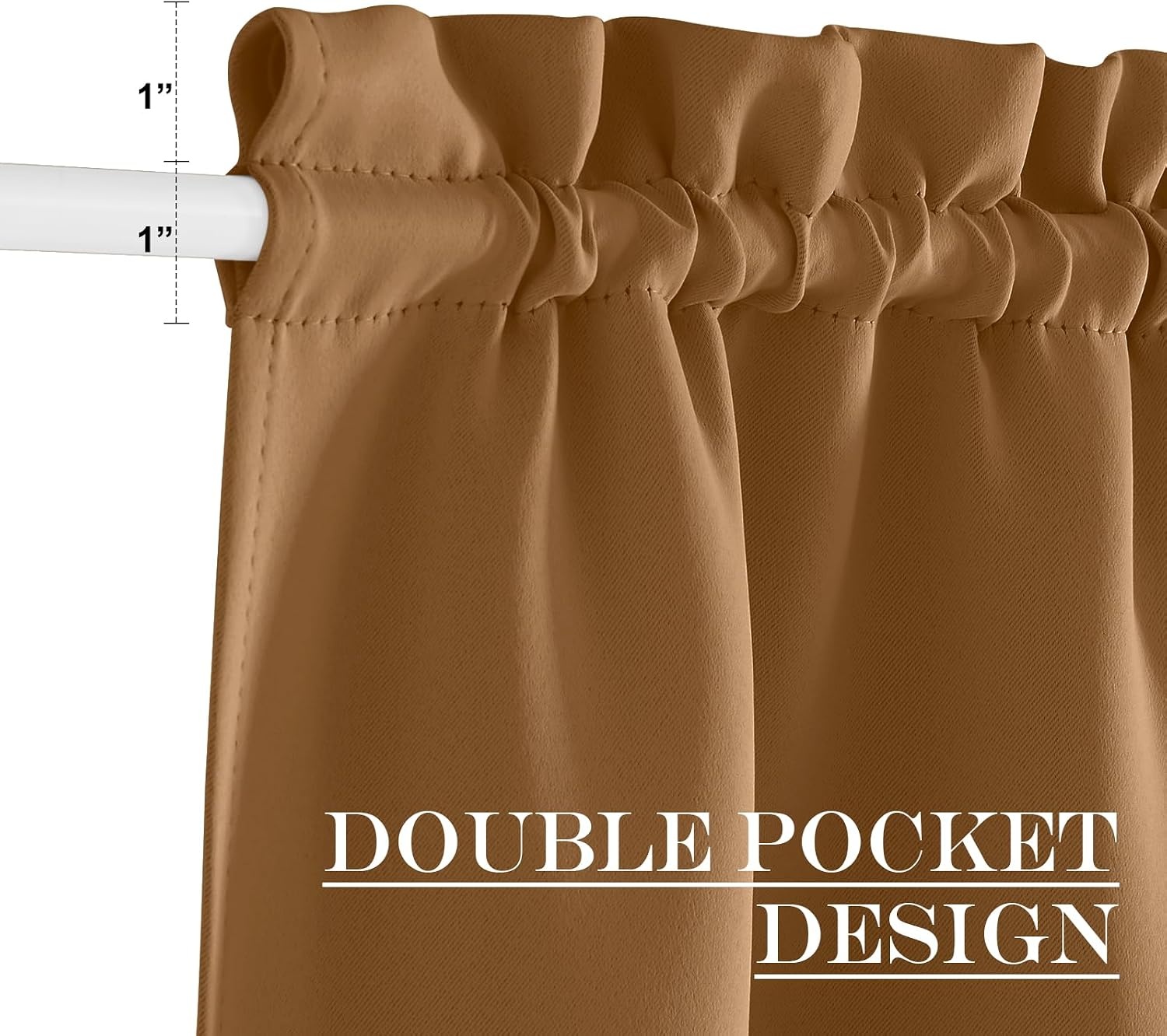 image:imageNICETOWN Stone Blue Blackout Door Curtains with Tieback for French WindowGold Brown