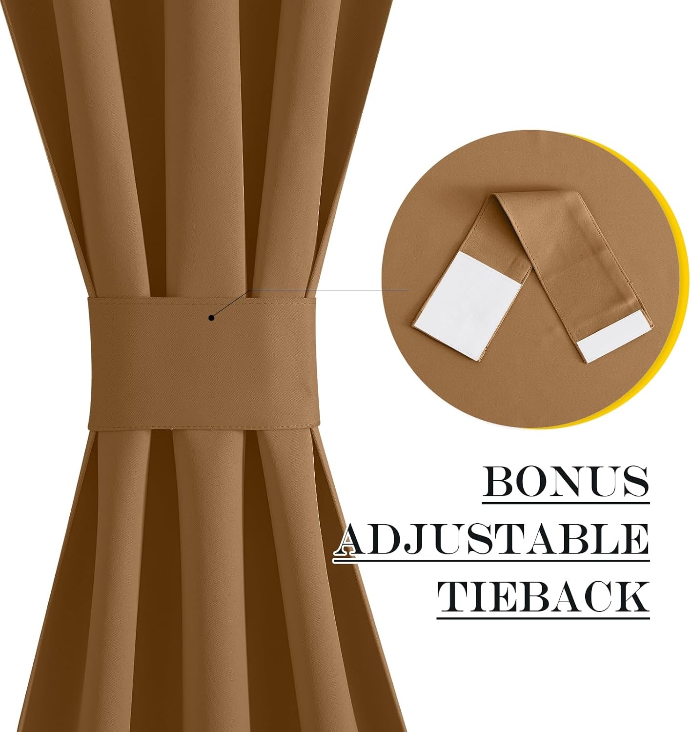 image:imageNICETOWN Stone Blue Blackout Door Curtains with Tieback for French WindowGold Brown