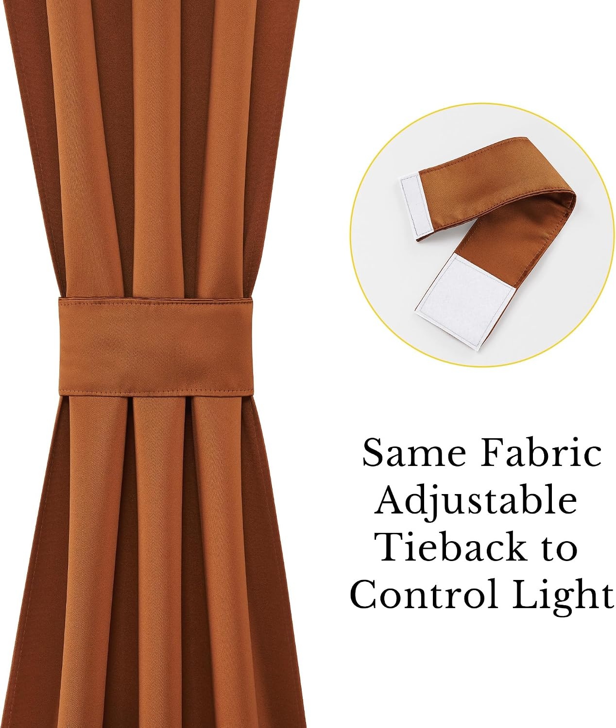 image:imageNICETOWN Stone Blue Blackout Door Curtains with Tieback for French WindowGolden Brown
