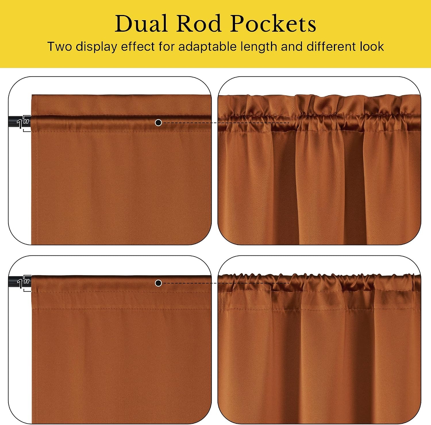 image:imageNICETOWN Stone Blue Blackout Door Curtains with Tieback for French WindowGolden Brown