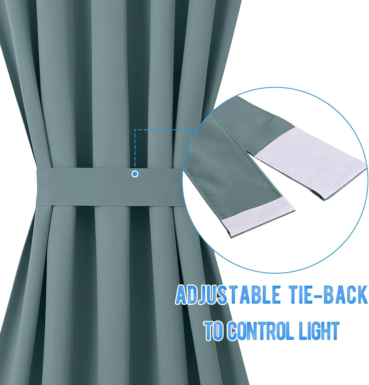 image:imageNICETOWN Stone Blue Blackout Door Curtains with Tieback for French WindowGreyish Blue