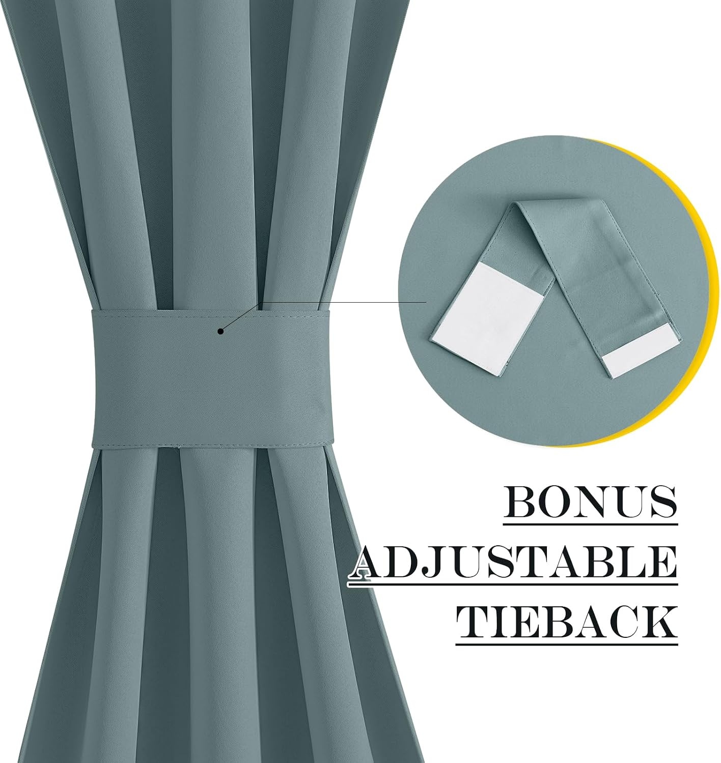 image:imageNICETOWN Stone Blue Blackout Door Curtains with Tieback for French WindowGreyish Blue