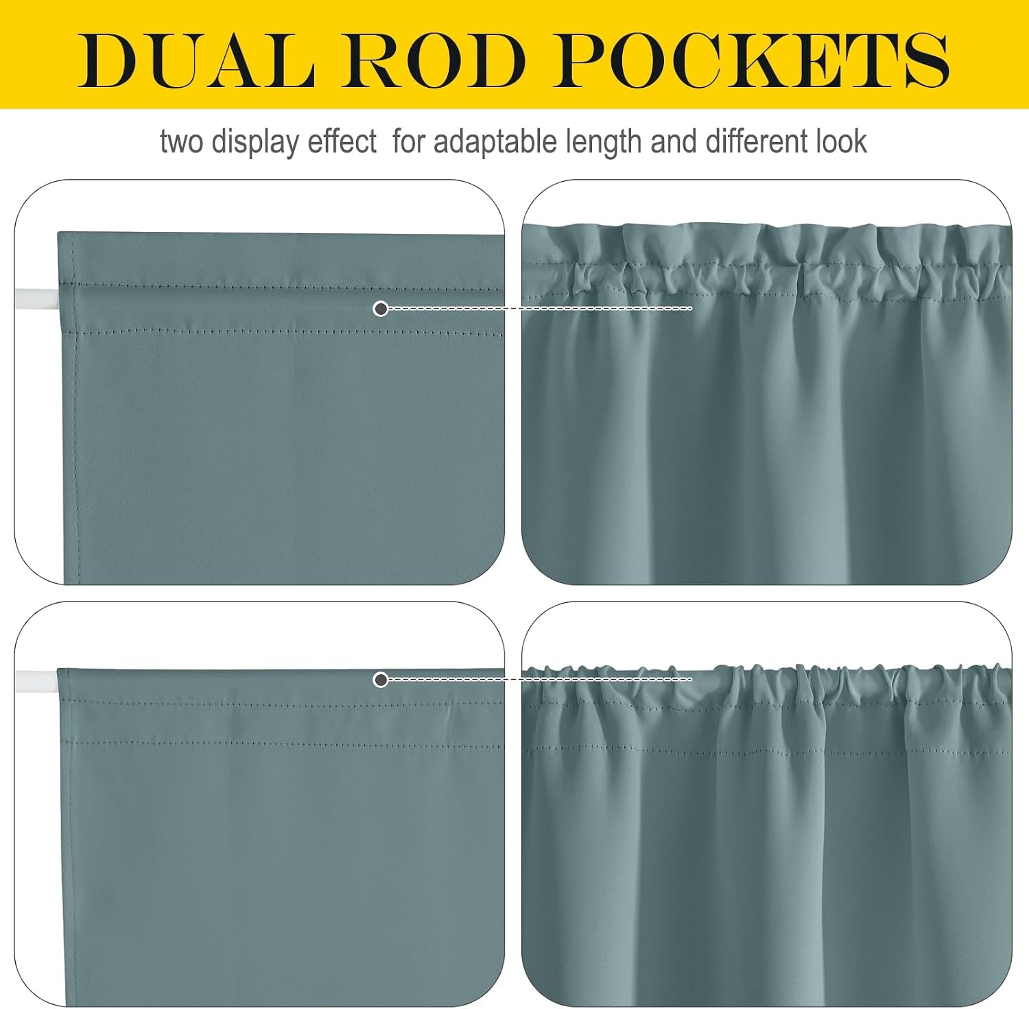 image:imageNICETOWN Stone Blue Blackout Door Curtains with Tieback for French WindowGreyish Blue