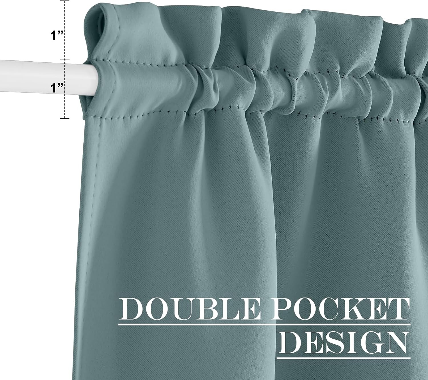 image:imageNICETOWN Stone Blue Blackout Door Curtains with Tieback for French WindowGreyish Blue