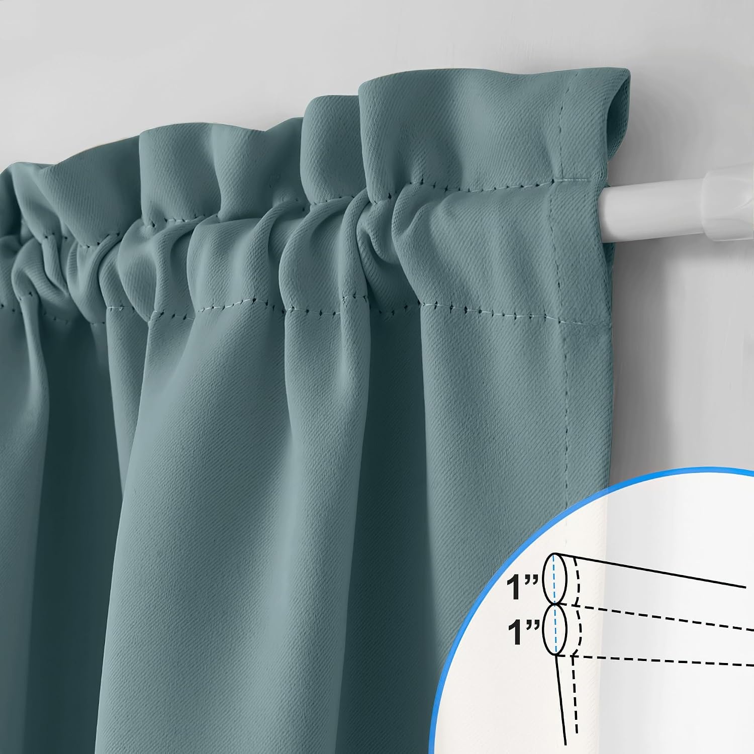 image:imageNICETOWN Stone Blue Blackout Door Curtains with Tieback for French WindowGreyish Blue