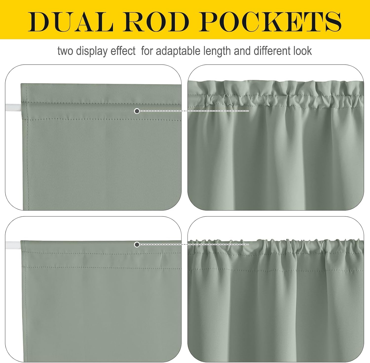 image:imageNICETOWN Stone Blue Blackout Door Curtains with Tieback for French WindowGreyish Green