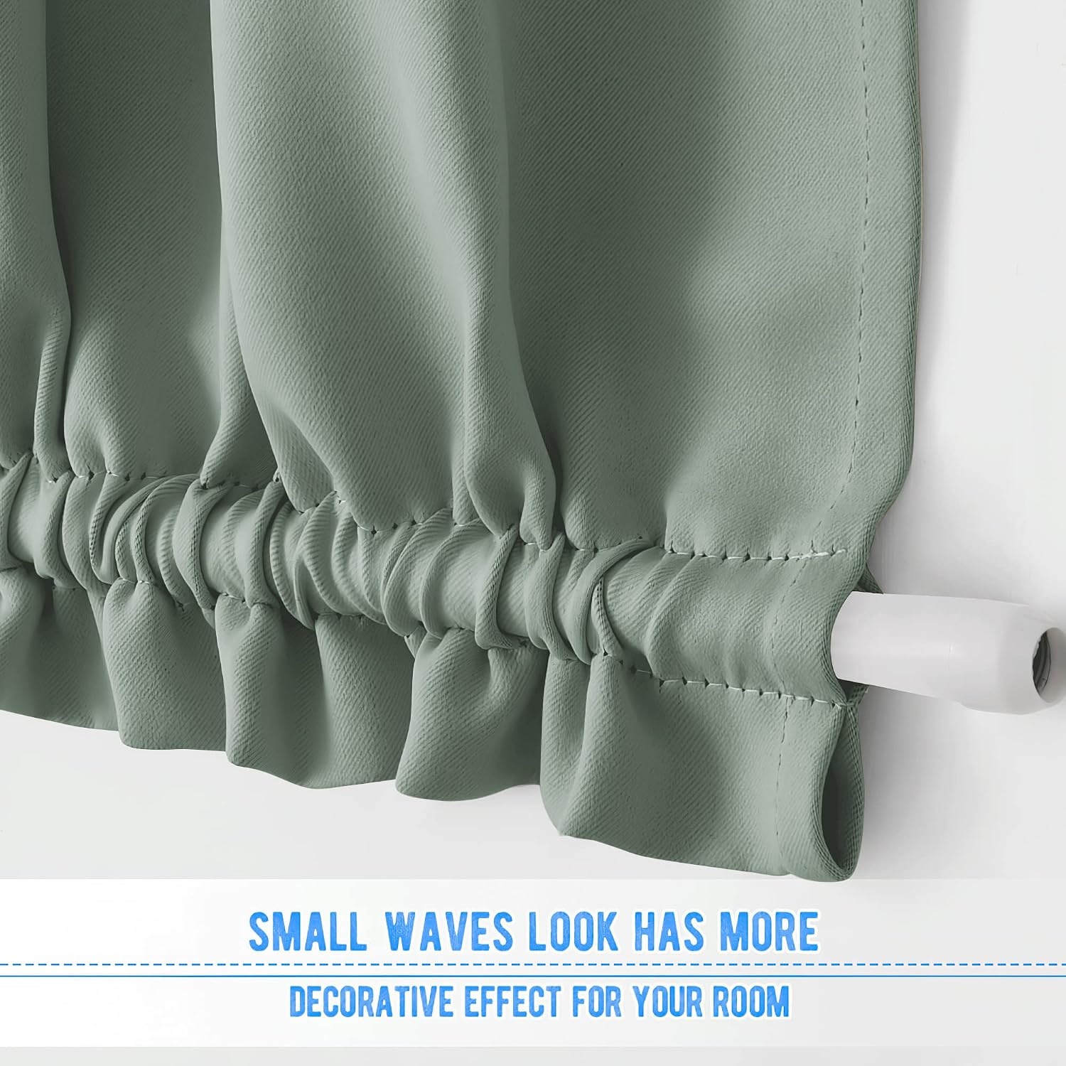 image:imageNICETOWN Stone Blue Blackout Door Curtains with Tieback for French WindowGreyish Green