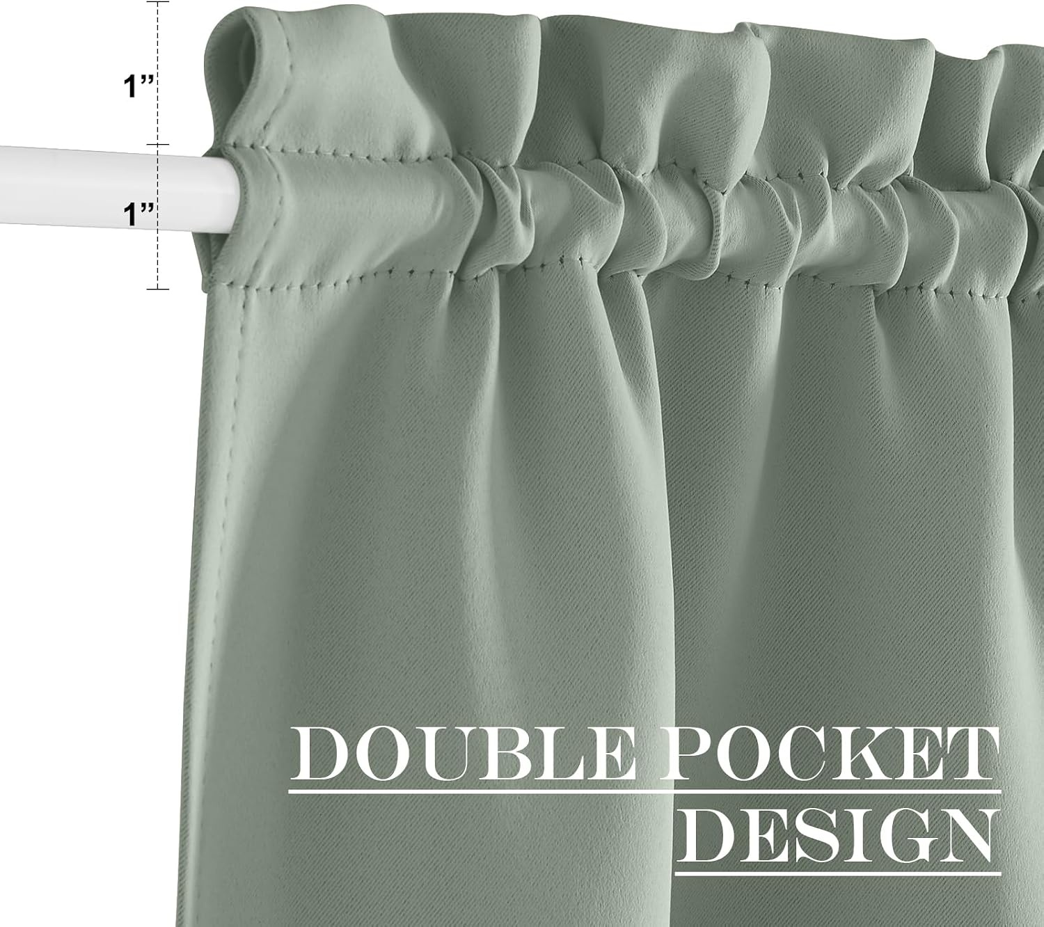 image:imageNICETOWN Stone Blue Blackout Door Curtains with Tieback for French WindowGreyish Green