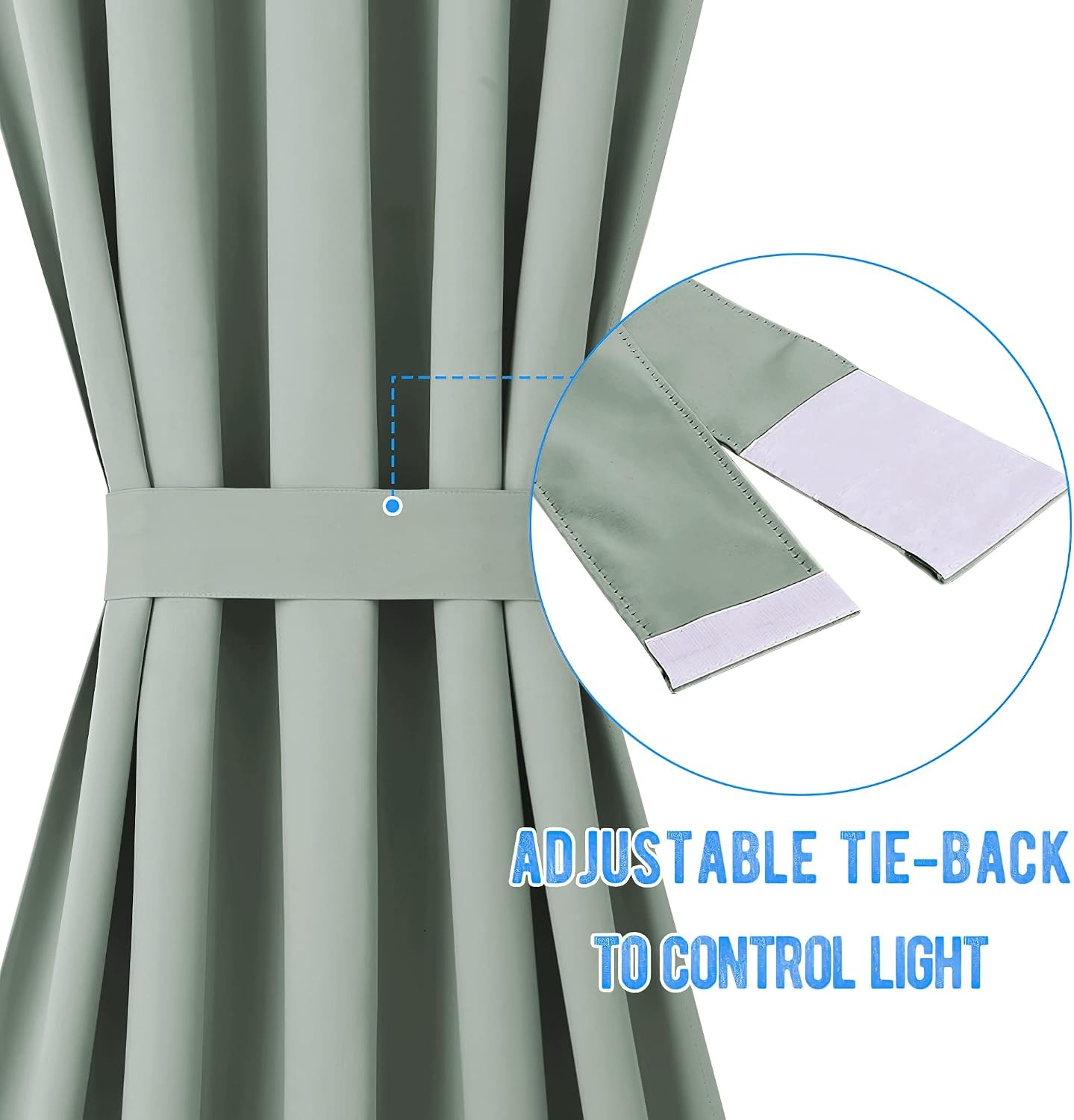 image:imageNICETOWN Stone Blue Blackout Door Curtains with Tieback for French WindowGreyish Green