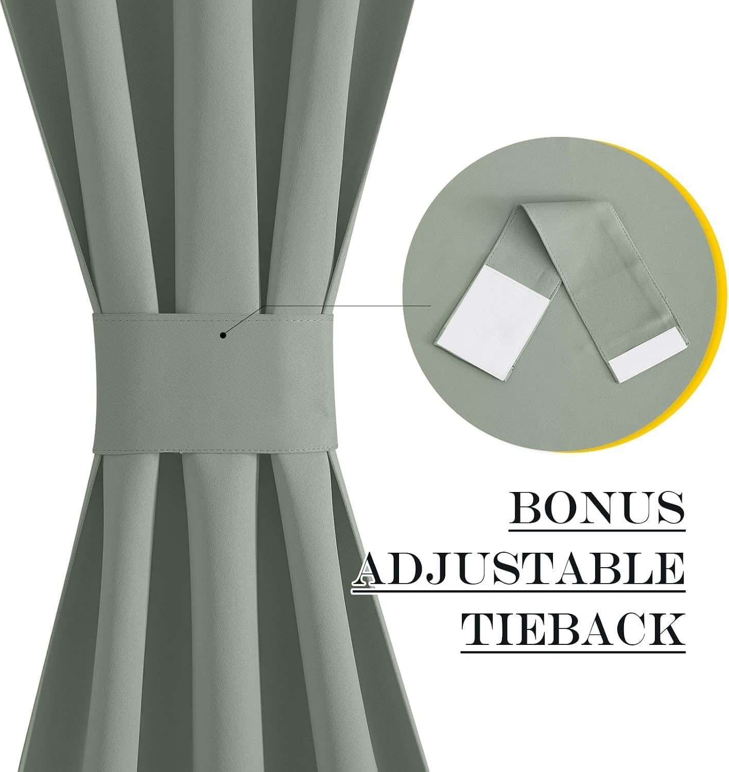 image:imageNICETOWN Stone Blue Blackout Door Curtains with Tieback for French WindowGreyish Green