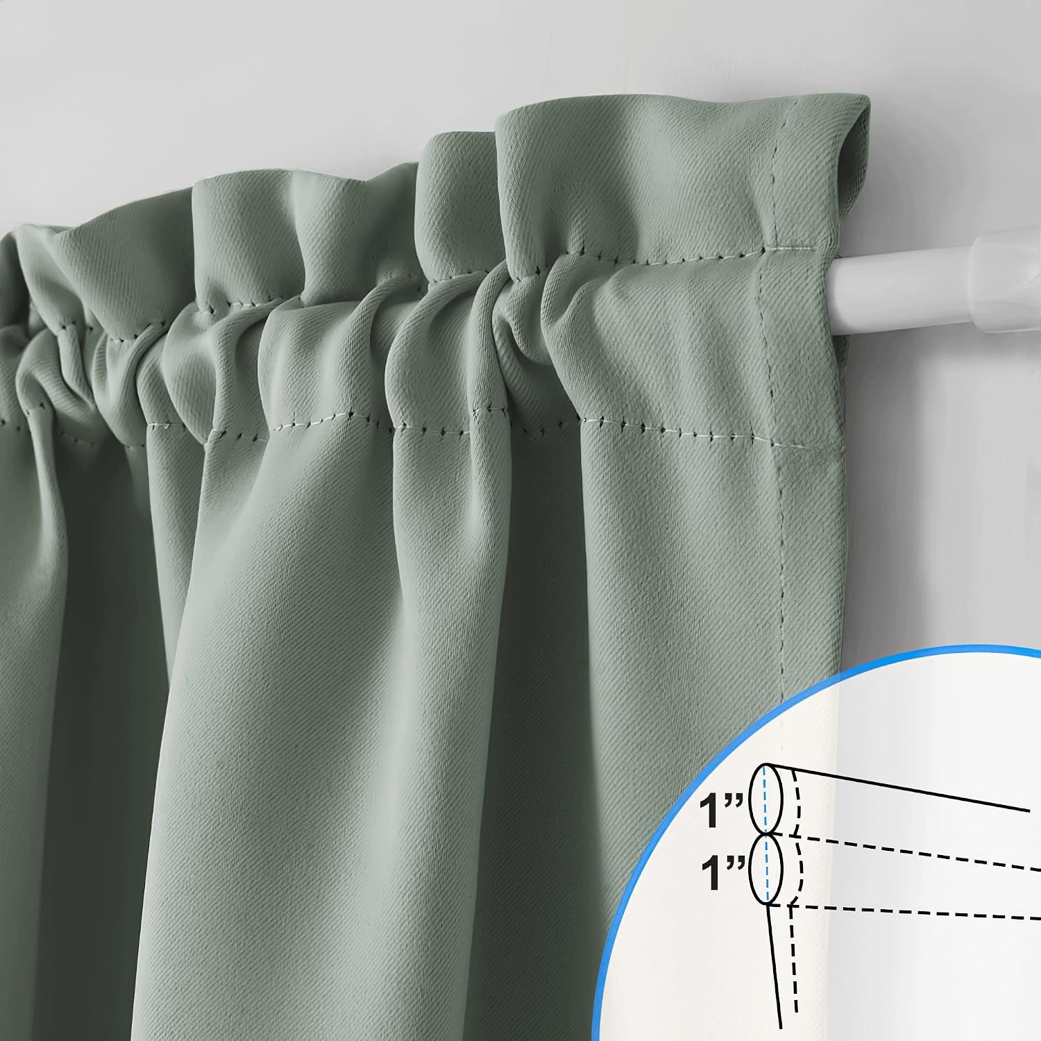 image:imageNICETOWN Stone Blue Blackout Door Curtains with Tieback for French WindowGreyish Green