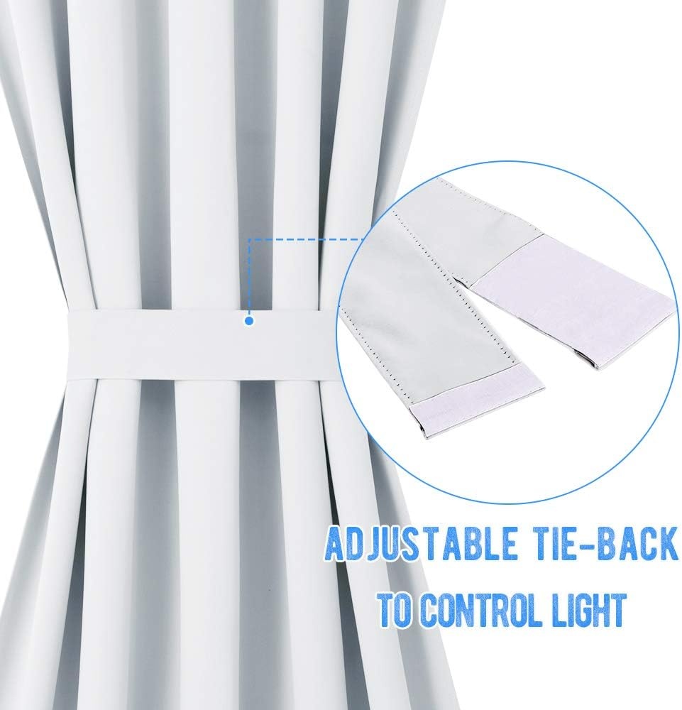 image:imageNICETOWN Stone Blue Blackout Door Curtains with Tieback for French WindowGreyish White