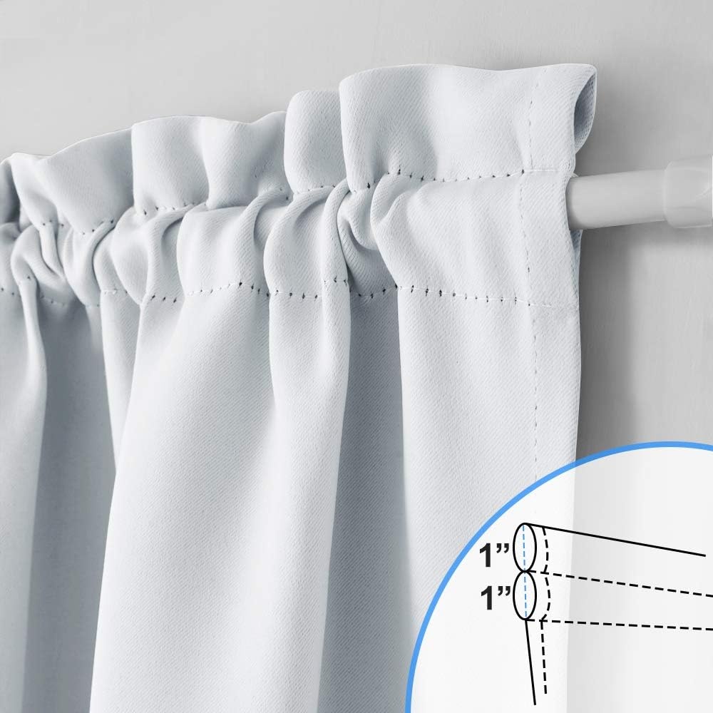 image:imageNICETOWN Stone Blue Blackout Door Curtains with Tieback for French WindowGreyish White