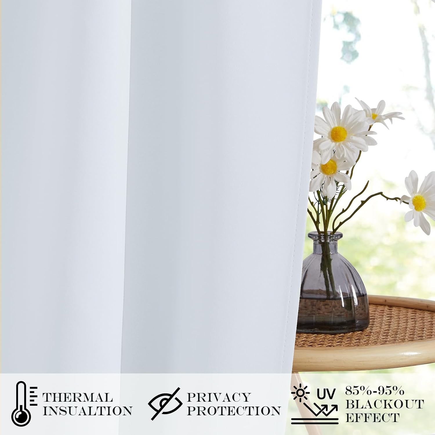 image:imageNICETOWN Stone Blue Blackout Door Curtains with Tieback for French WindowGreyish White