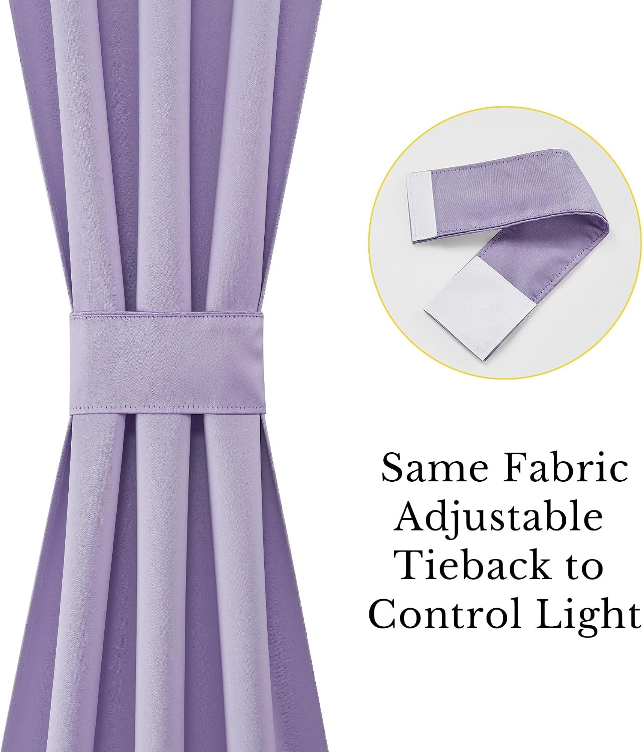 image:imageNICETOWN Stone Blue Blackout Door Curtains with Tieback for French WindowLavender