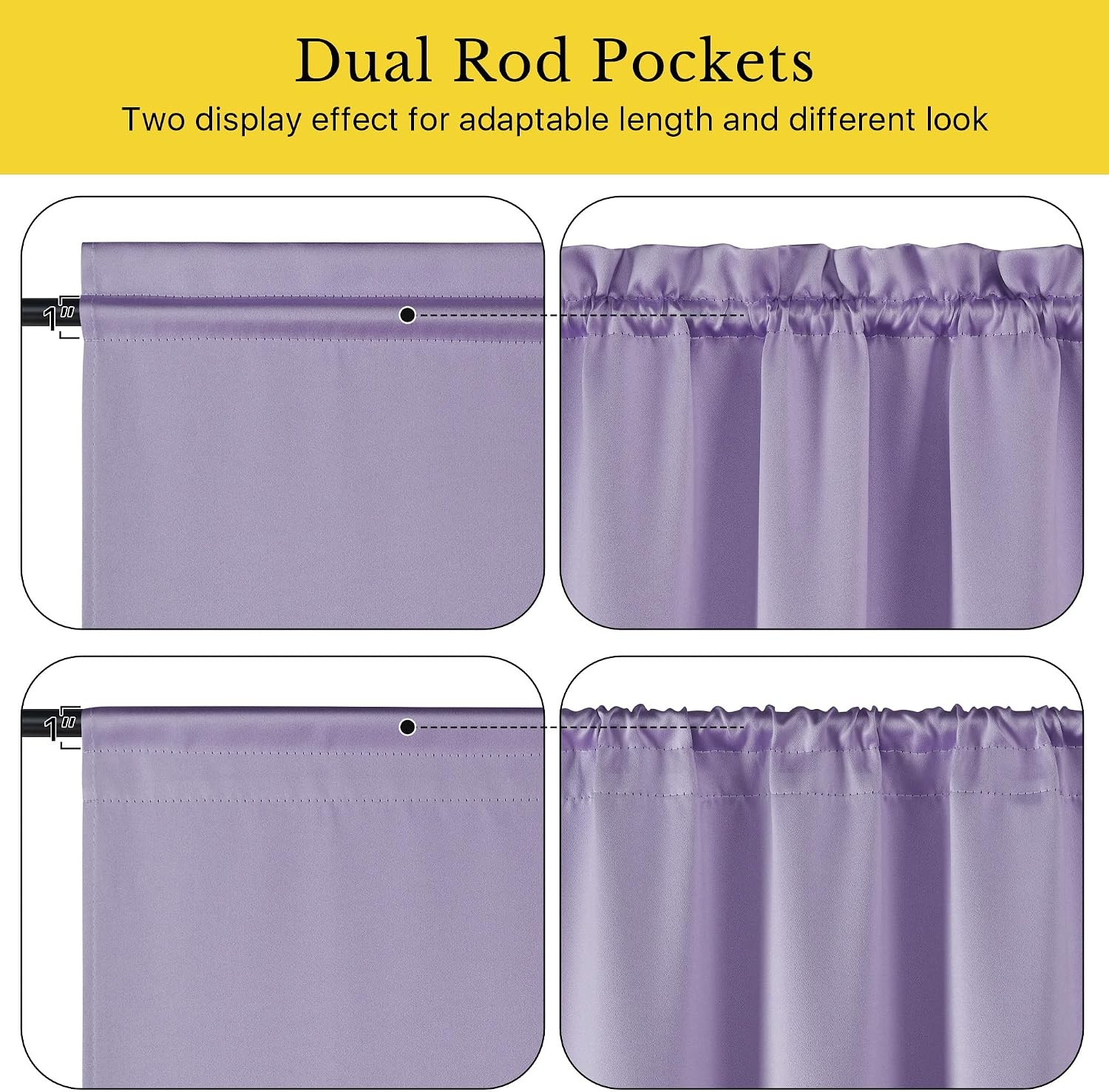 image:imageNICETOWN Stone Blue Blackout Door Curtains with Tieback for French WindowLavender