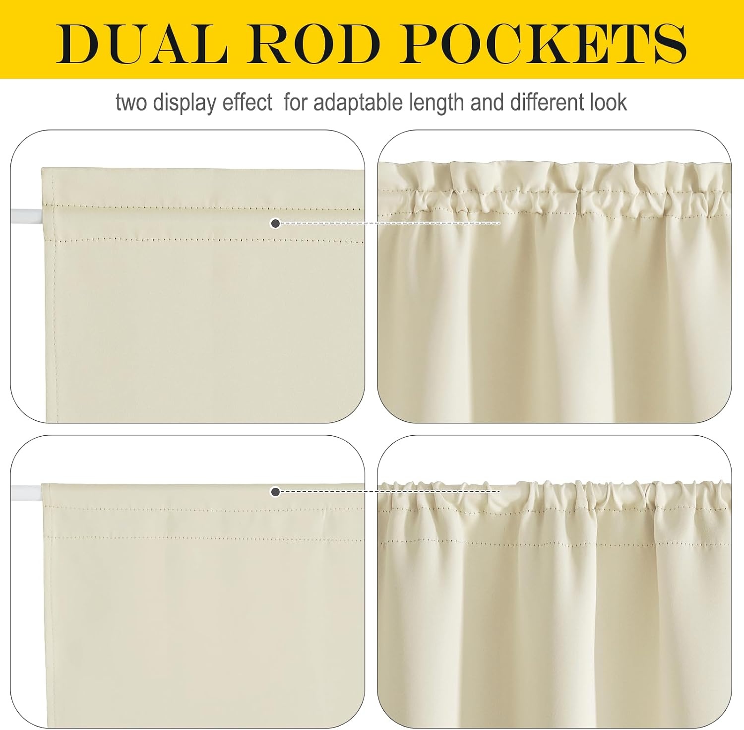 image:imageNICETOWN Stone Blue Blackout Door Curtains with Tieback for French WindowLight Beige
