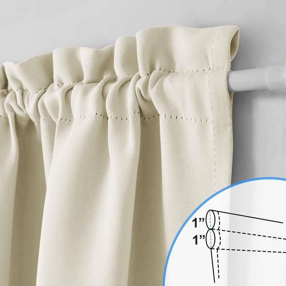 image:imageNICETOWN Stone Blue Blackout Door Curtains with Tieback for French WindowLight Beige