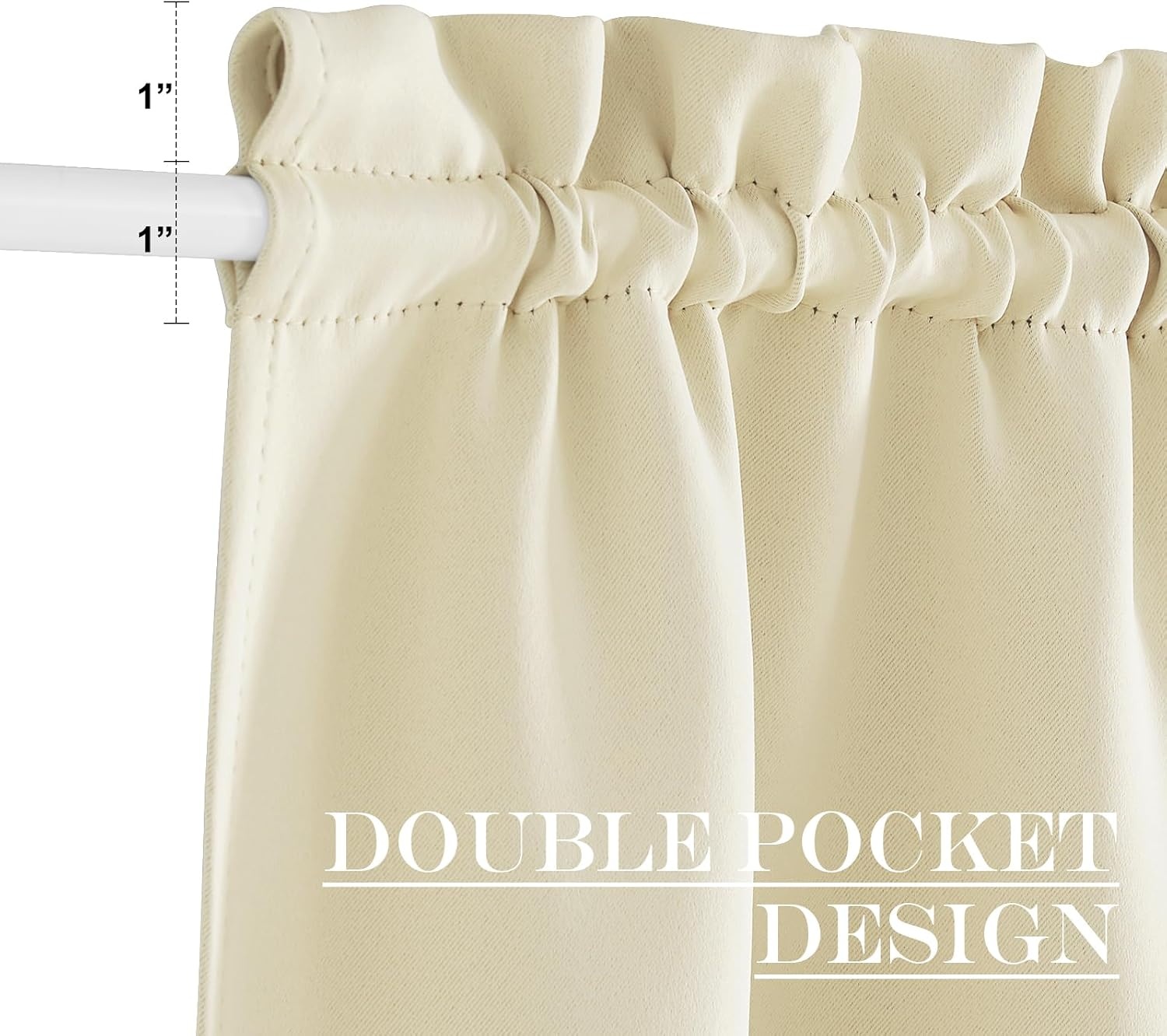 image:imageNICETOWN Stone Blue Blackout Door Curtains with Tieback for French WindowLight Beige