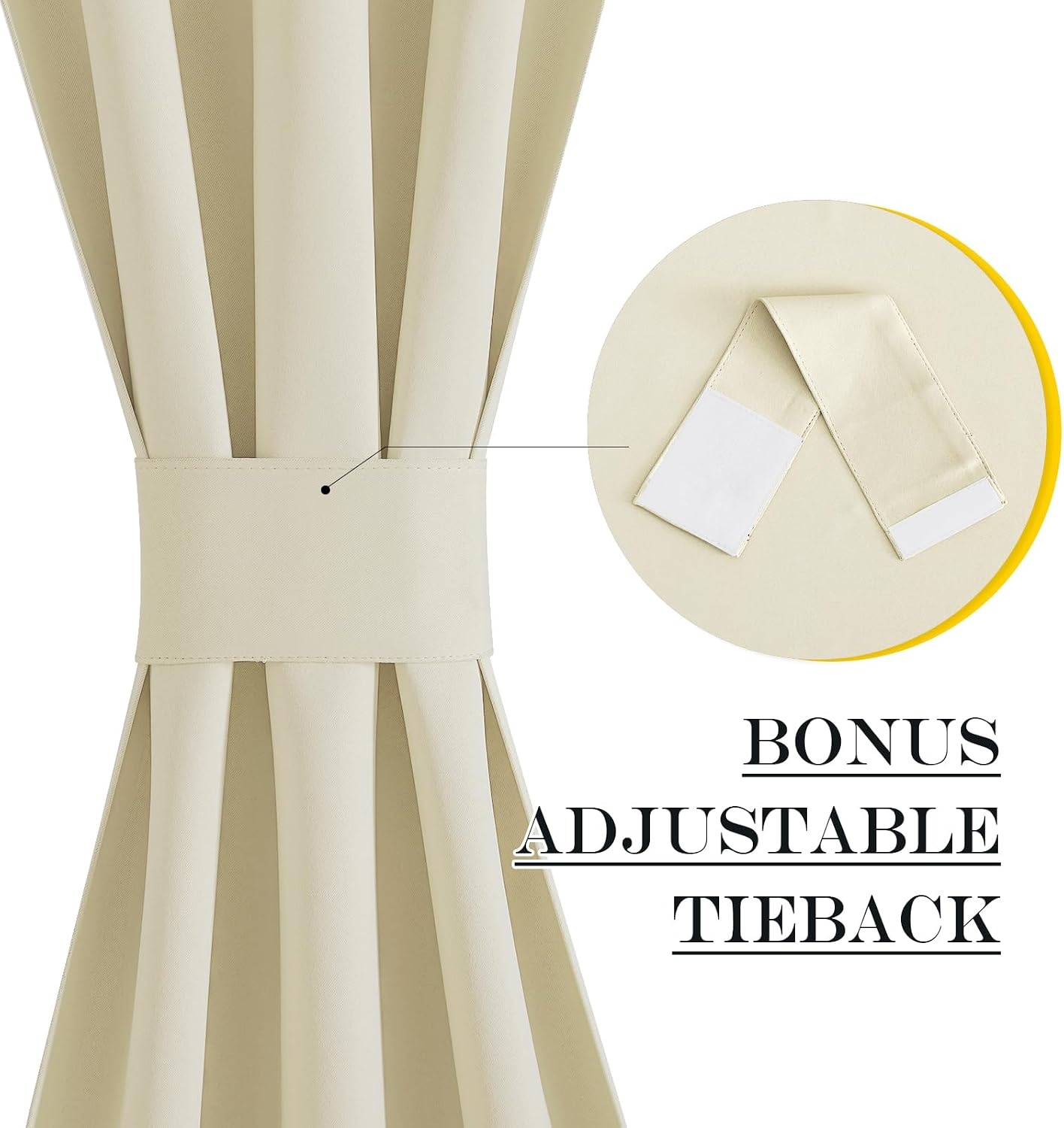 image:imageNICETOWN Stone Blue Blackout Door Curtains with Tieback for French WindowLight Beige