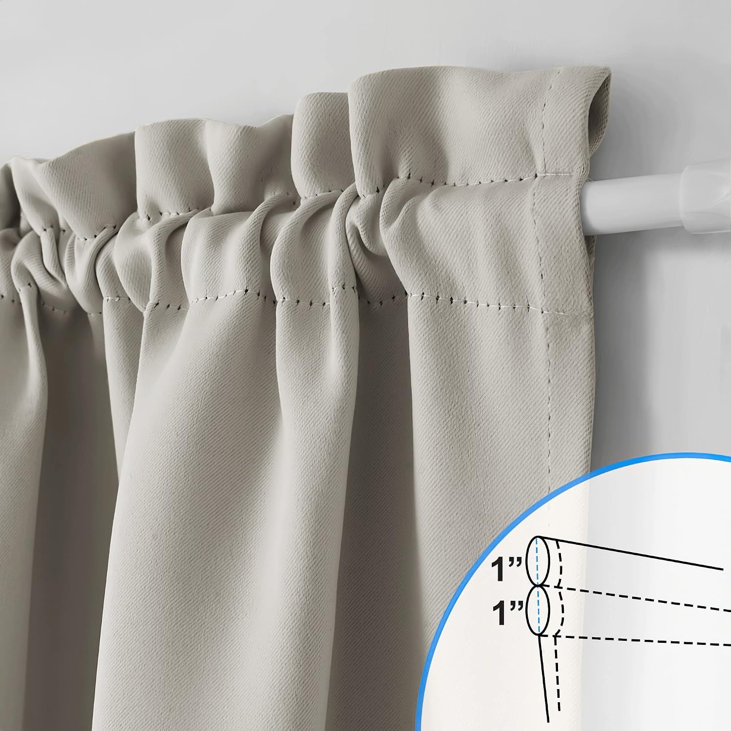 image:imageNICETOWN Stone Blue Blackout Door Curtains with Tieback for French WindowNatural