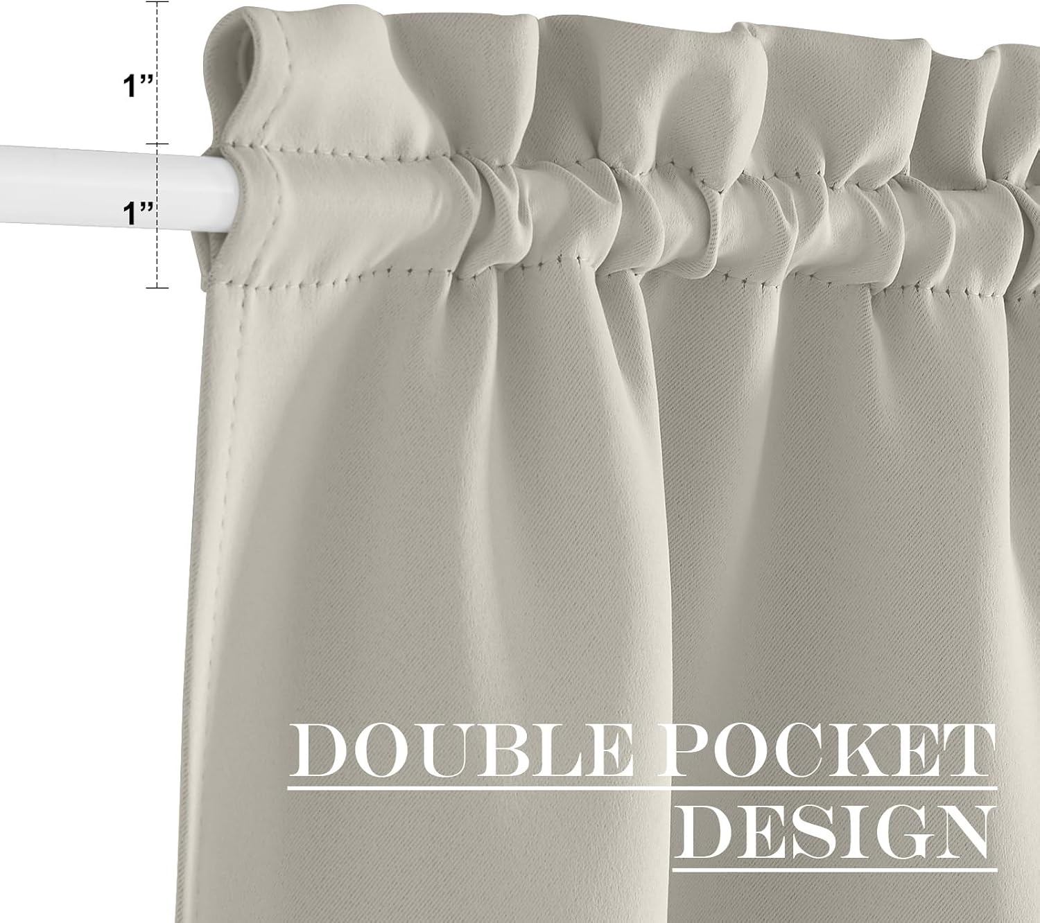 image:imageNICETOWN Stone Blue Blackout Door Curtains with Tieback for French WindowNatural