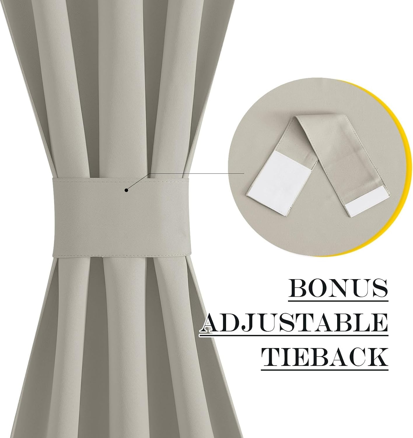 image:imageNICETOWN Stone Blue Blackout Door Curtains with Tieback for French WindowNatural