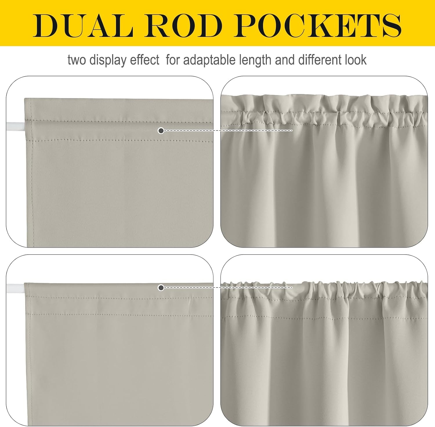 image:imageNICETOWN Stone Blue Blackout Door Curtains with Tieback for French WindowNatural