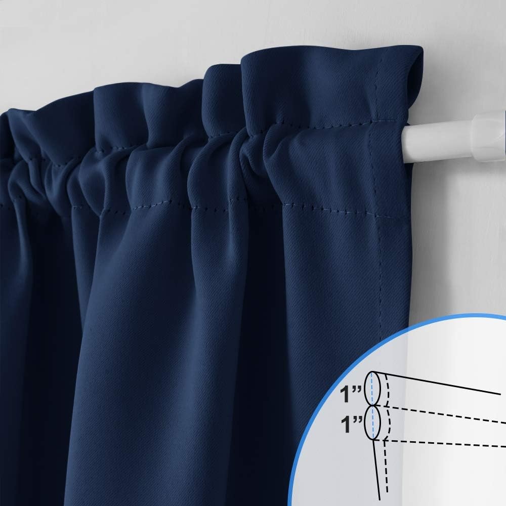 image:imageNICETOWN Stone Blue Blackout Door Curtains with Tieback for French WindowNavy
