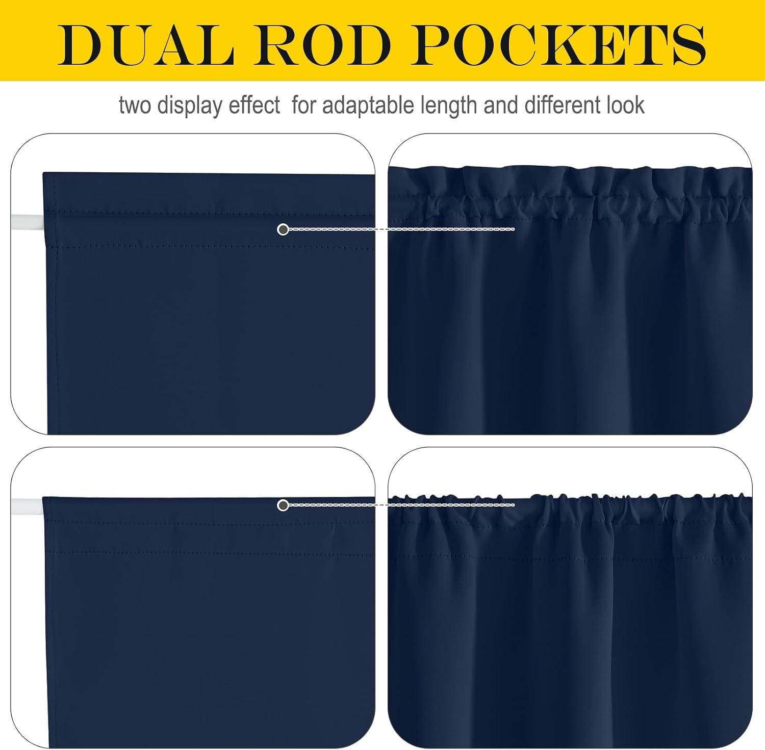 image:imageNICETOWN Stone Blue Blackout Door Curtains with Tieback for French WindowNavy